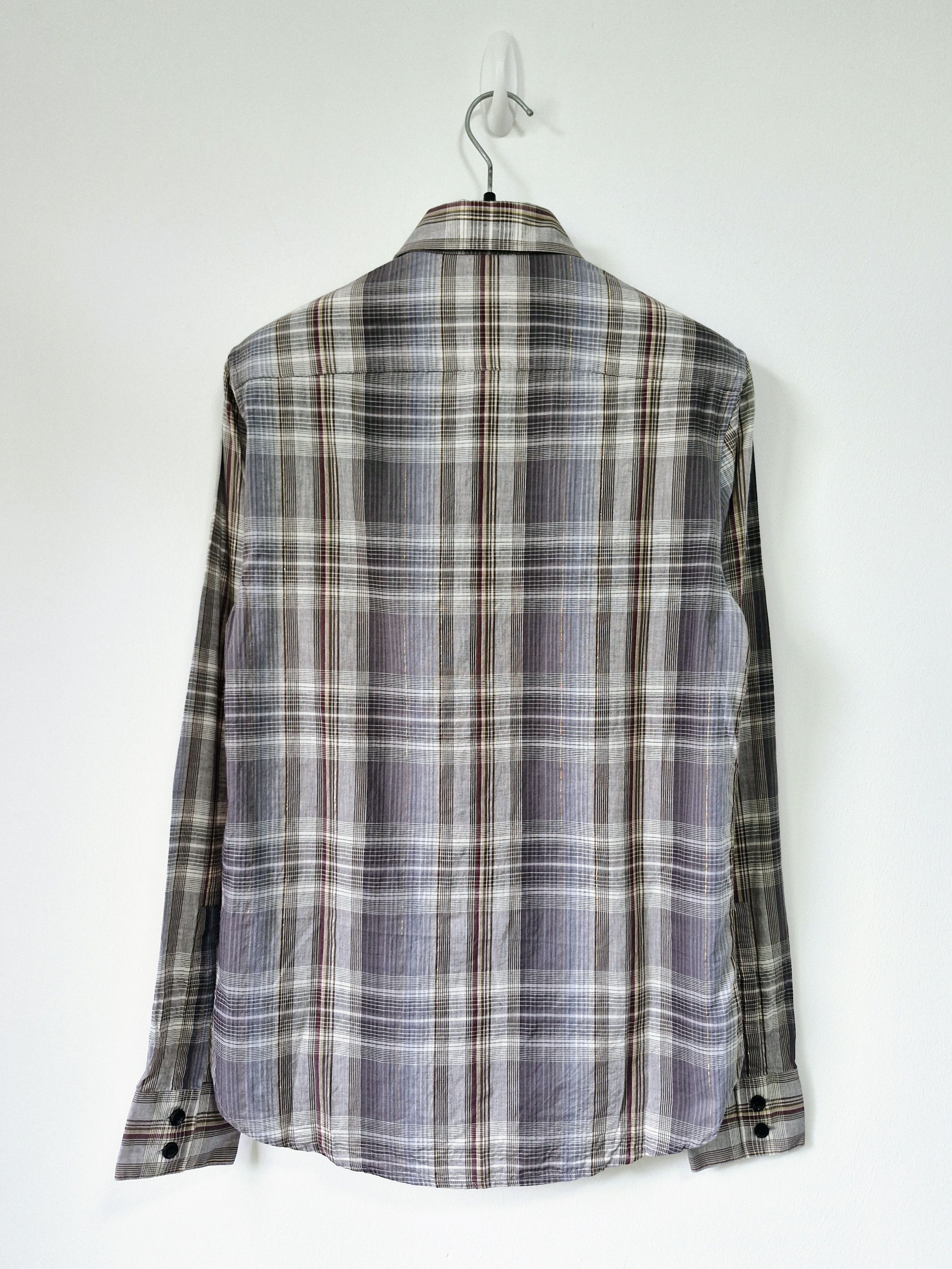 Saint Laurent Paris SS15 Grey Blue Plaid Flannel Shirt Size US S / EU 44-46 / 1 - 2 Thumbnail