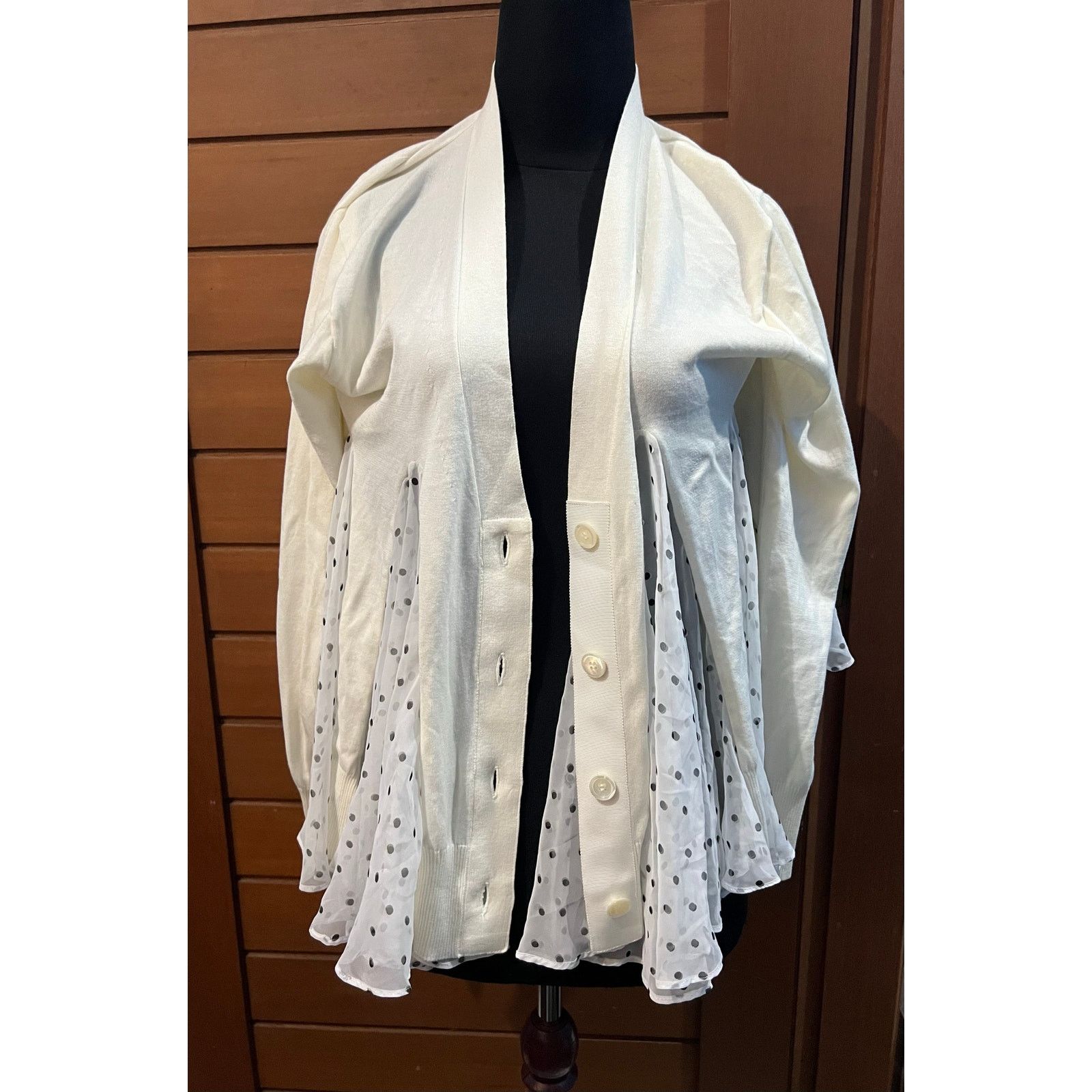 Sacai ❣️RTP $600+❣️ Sacai Polkadot Flutter Cardigan in White Size XS / US 0-2 / IT 36-38 - 8 Thumbnail