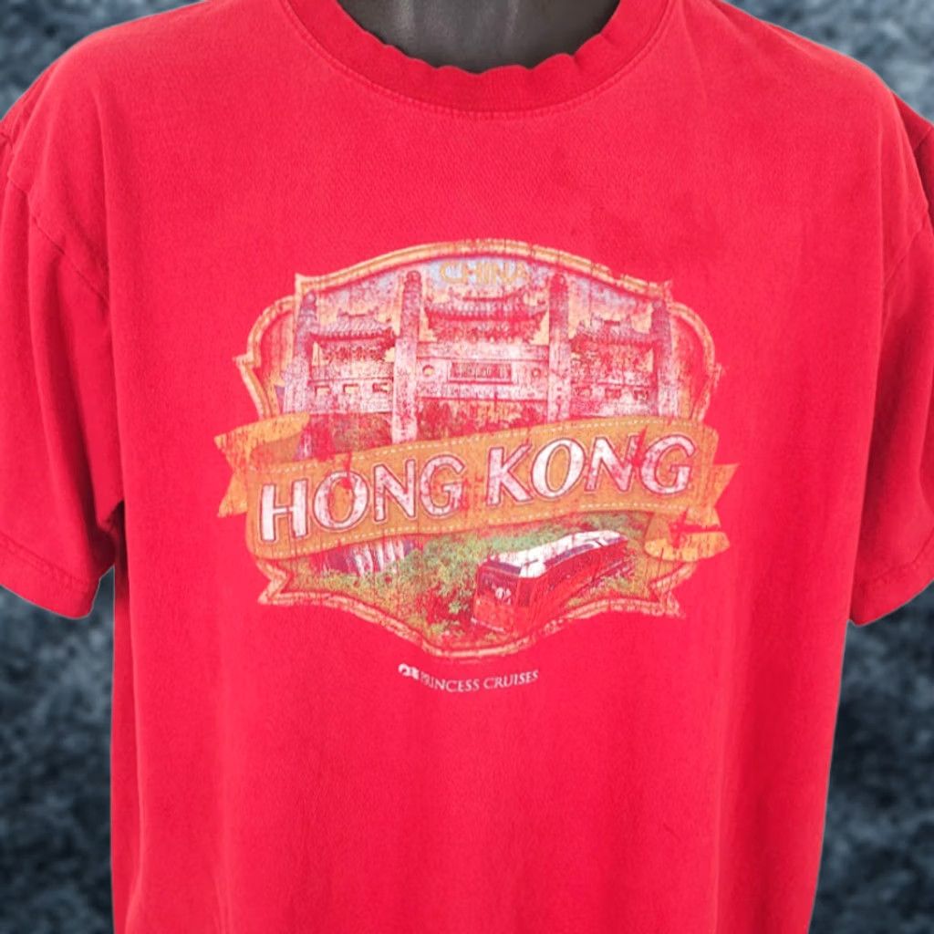 Vintage Princess Cruises Hong Kong T Shirt Mens XL Red Destination Tee Size US XL / EU 56 / 4 - 1 Thumbnail