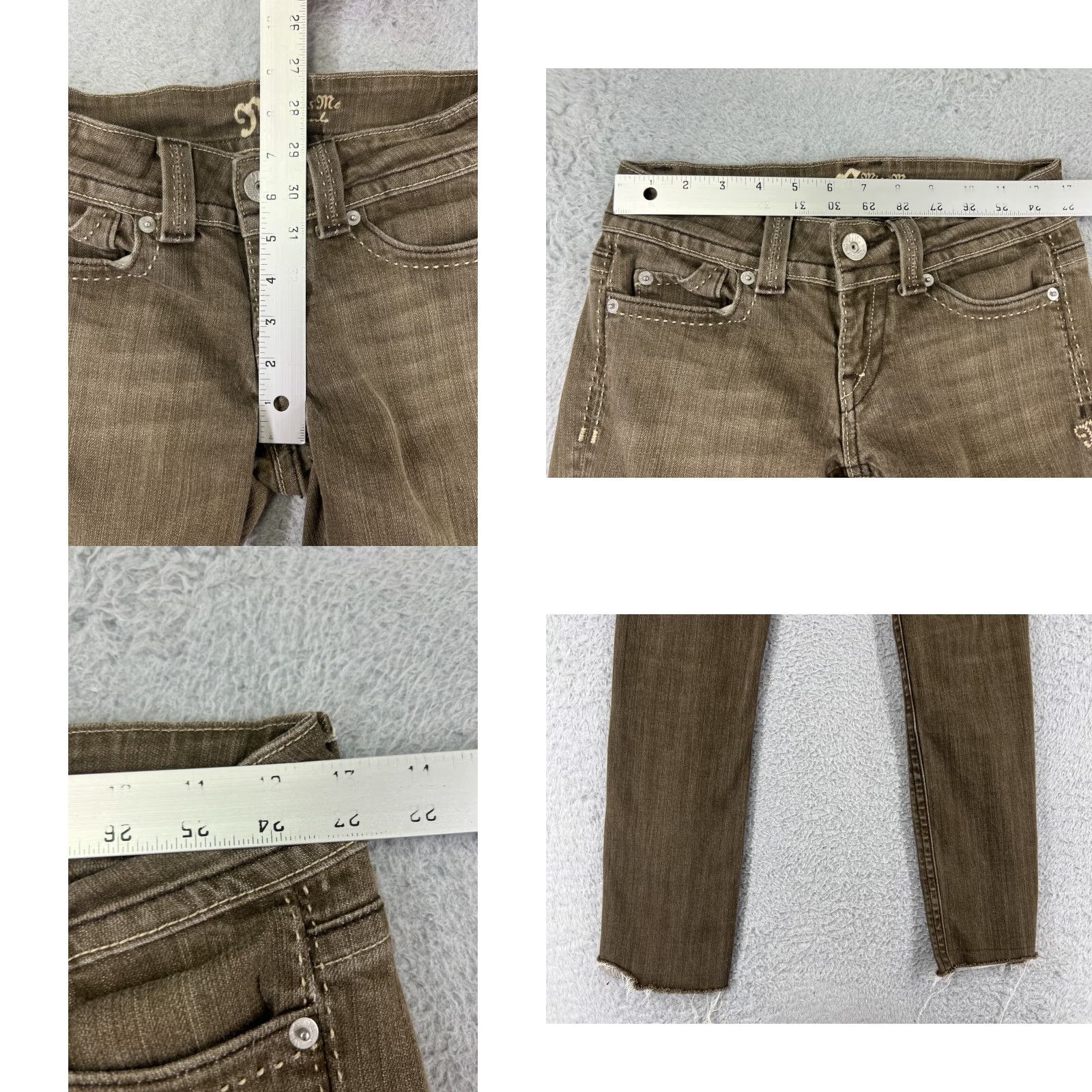 Miss Me Miss Me Jeans Distressed Brown Denim Jean 14 Girls Straight Leg Embroidered 5-Pocket Design Size 36" / US 14 / IT 50 - 9 Thumbnail