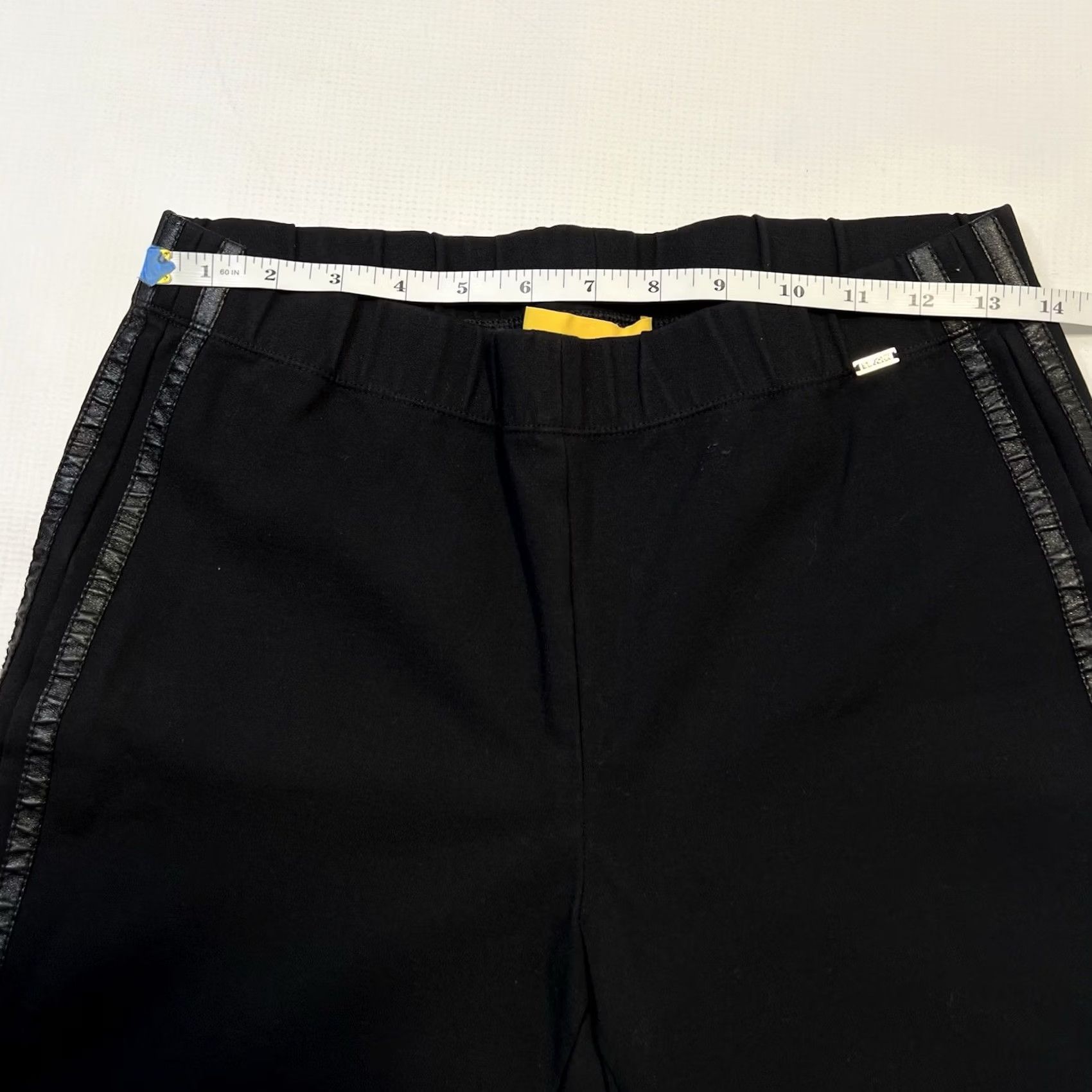 St. John VINTAGE St John Pants Womens Small Black Skinny Leg Pull On Dress Career Leather Trim Size 28" / US 6 / IT 42 - 6 Thumbnail