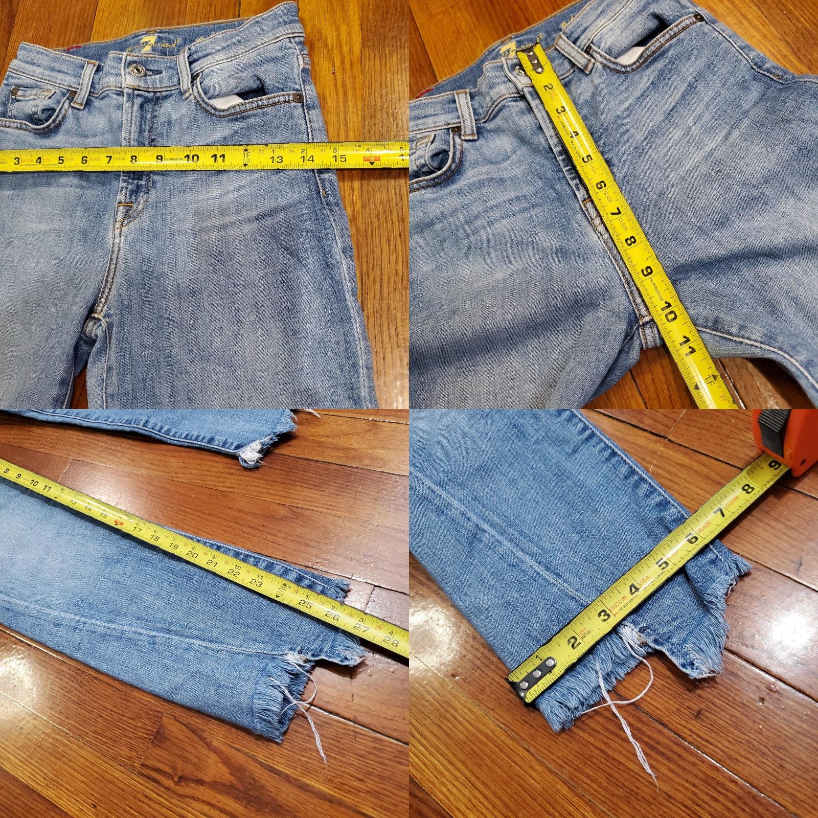 7 For All Mankind 7 For All Mankind Edie Jeans Womens 25 Blue Mid Rise Skinny Frayed Hem Crop Jeans Size 42" / US 20 - 9 Thumbnail