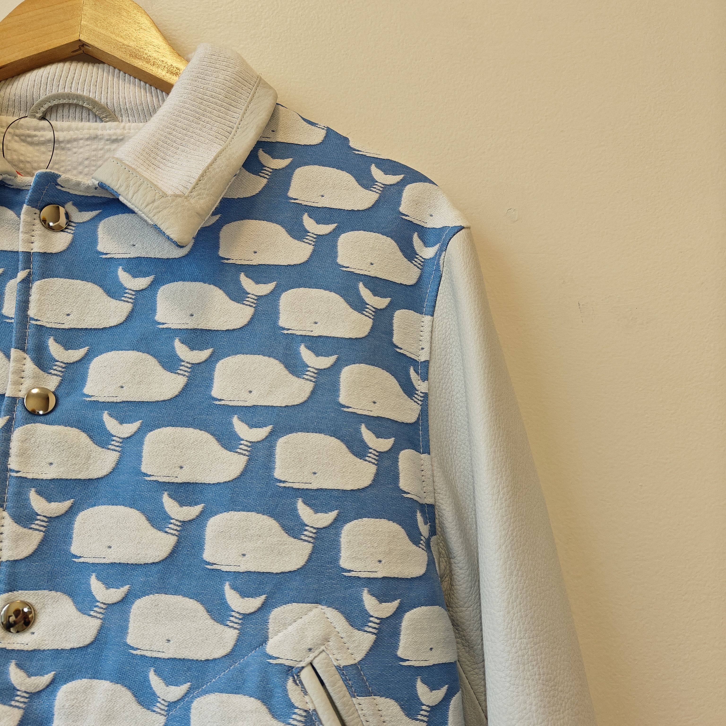 Thom Browne Archive Whale Leather Varsity Jacket (Made In USA) Size US S / EU 44-46 / 1 - 7 Thumbnail
