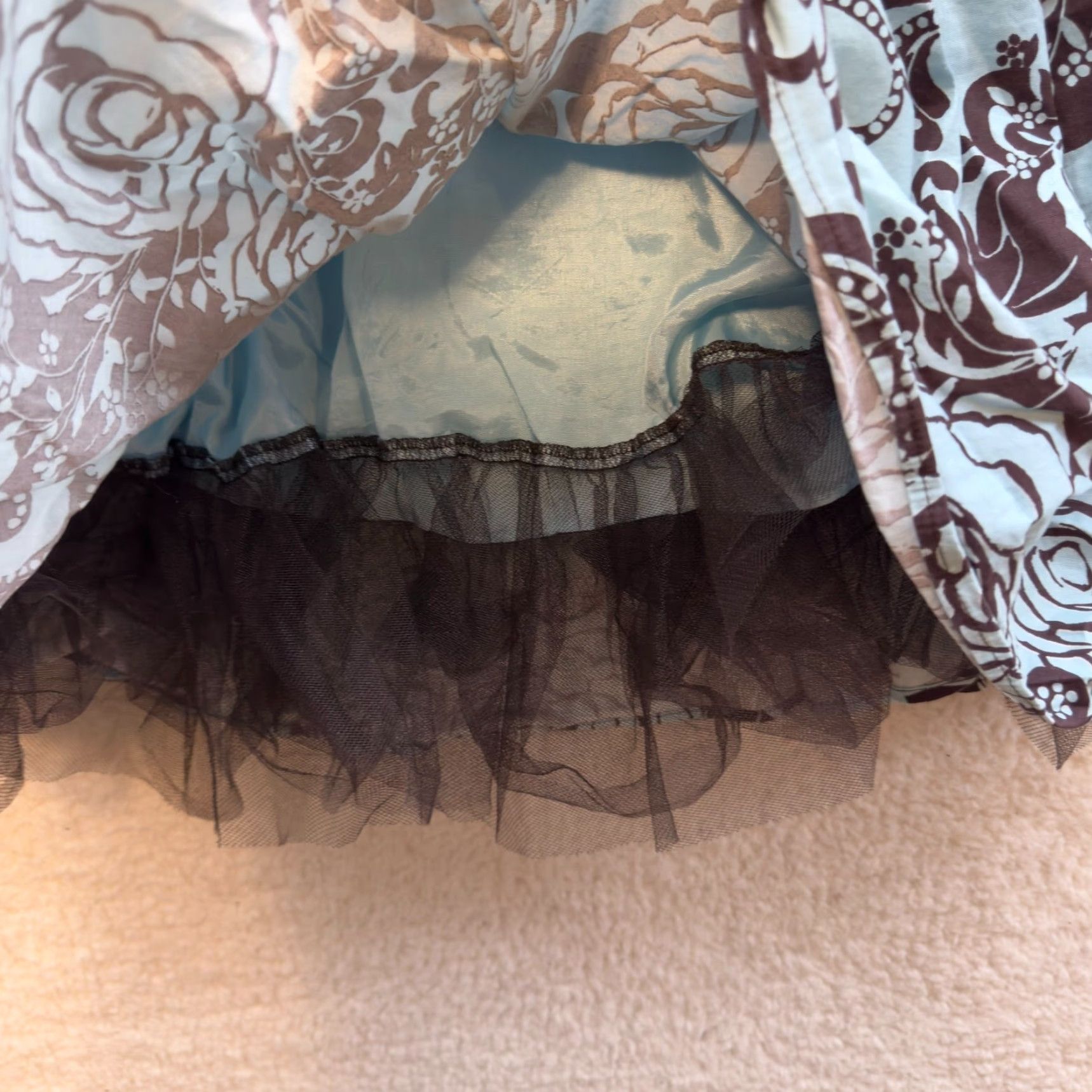 Vintage VINTAGE B. Darlin Halter Dress A-Line Tulle Boho Grunge Blue Brown L Women’s/Junior’s 11/12 Fibers N/A Size L / US 10 / IT 46 - 6 Thumbnail