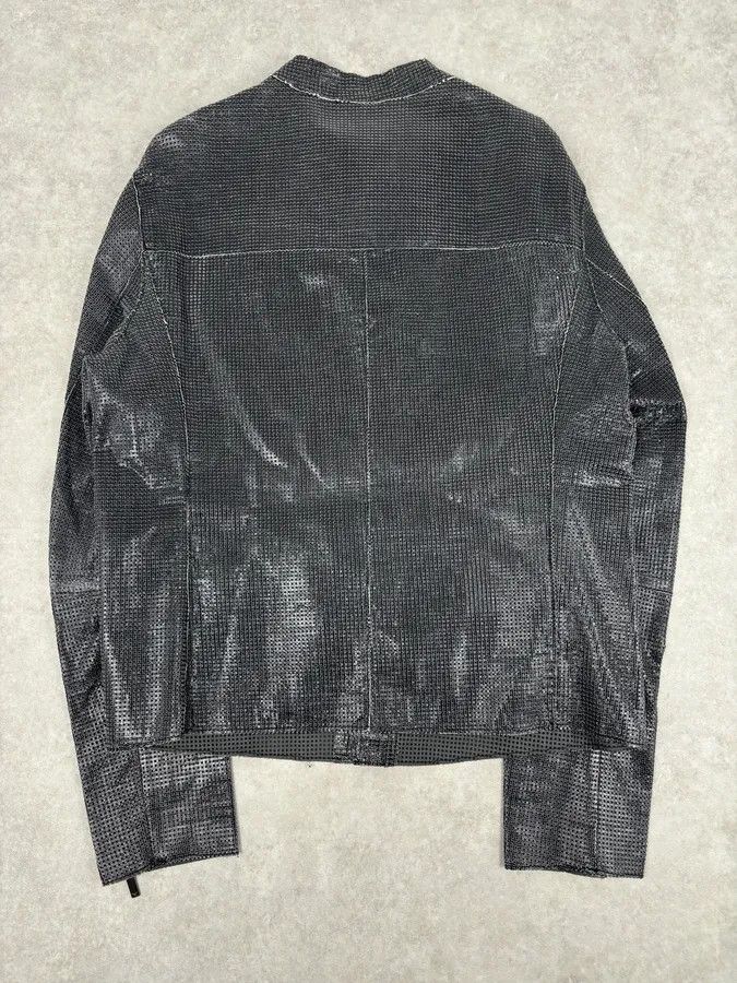 Emporio Armani SS2014 Emporio Armani Dark Grey Leather Perforated Laser-Cut Jacket Size US L / EU 52-54 / 3 - 8 Thumbnail
