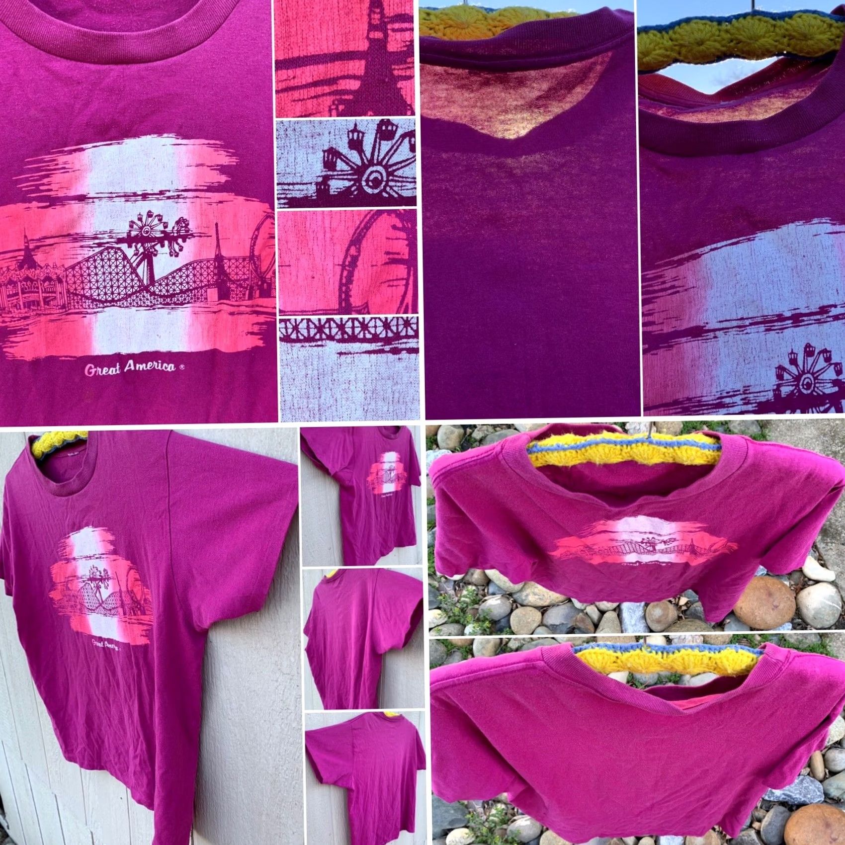 Greats VINTAGE Great America T-Shirt graphic Single Stitch XL Sailor Pink Cotton Blend Unisex Adults 80s 90s Retro Mens Womens Size US XL / EU 56 / 4 - 4 Thumbnail