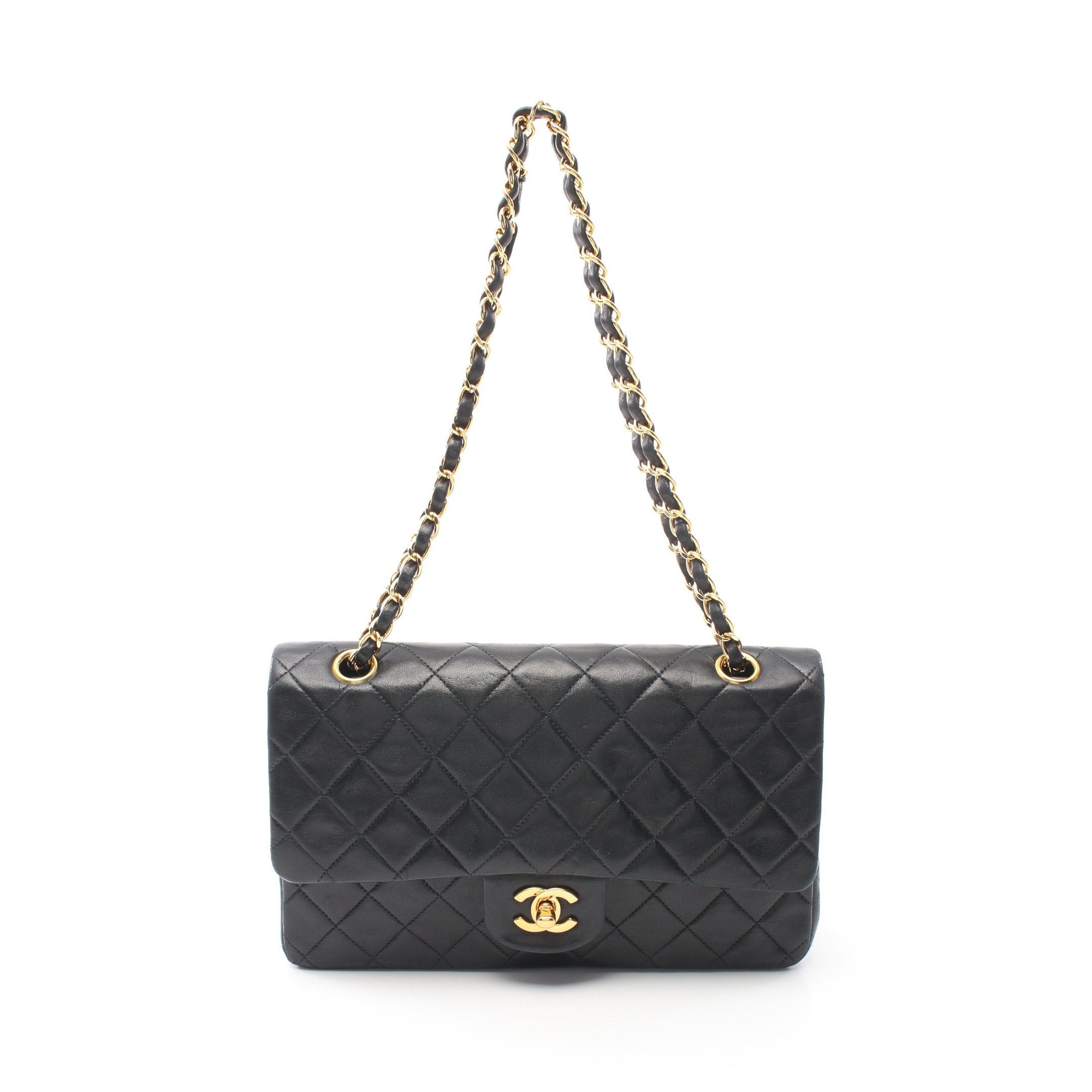 Chanel Chanel Matelasse Double Flap Chain Shoulder Bag Lambskin Black Gold Hardware Size ONE SIZE - 1 Thumbnail