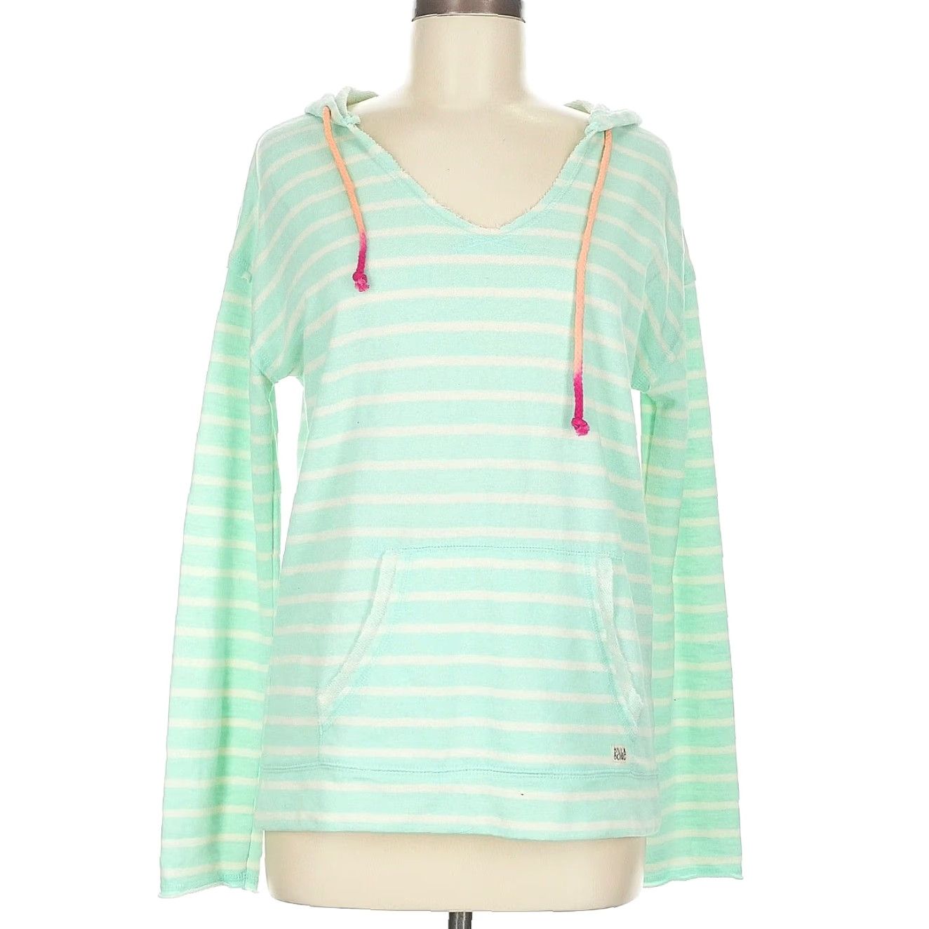 Billabong VINTAGE Billabong Hoodie Striped Green White S Womens Pullover Cotton Polyester Modern Coastal Surf Casual 40 in Chest Girls mens Size S / US 4 / IT 40 - 2 Thumbnail