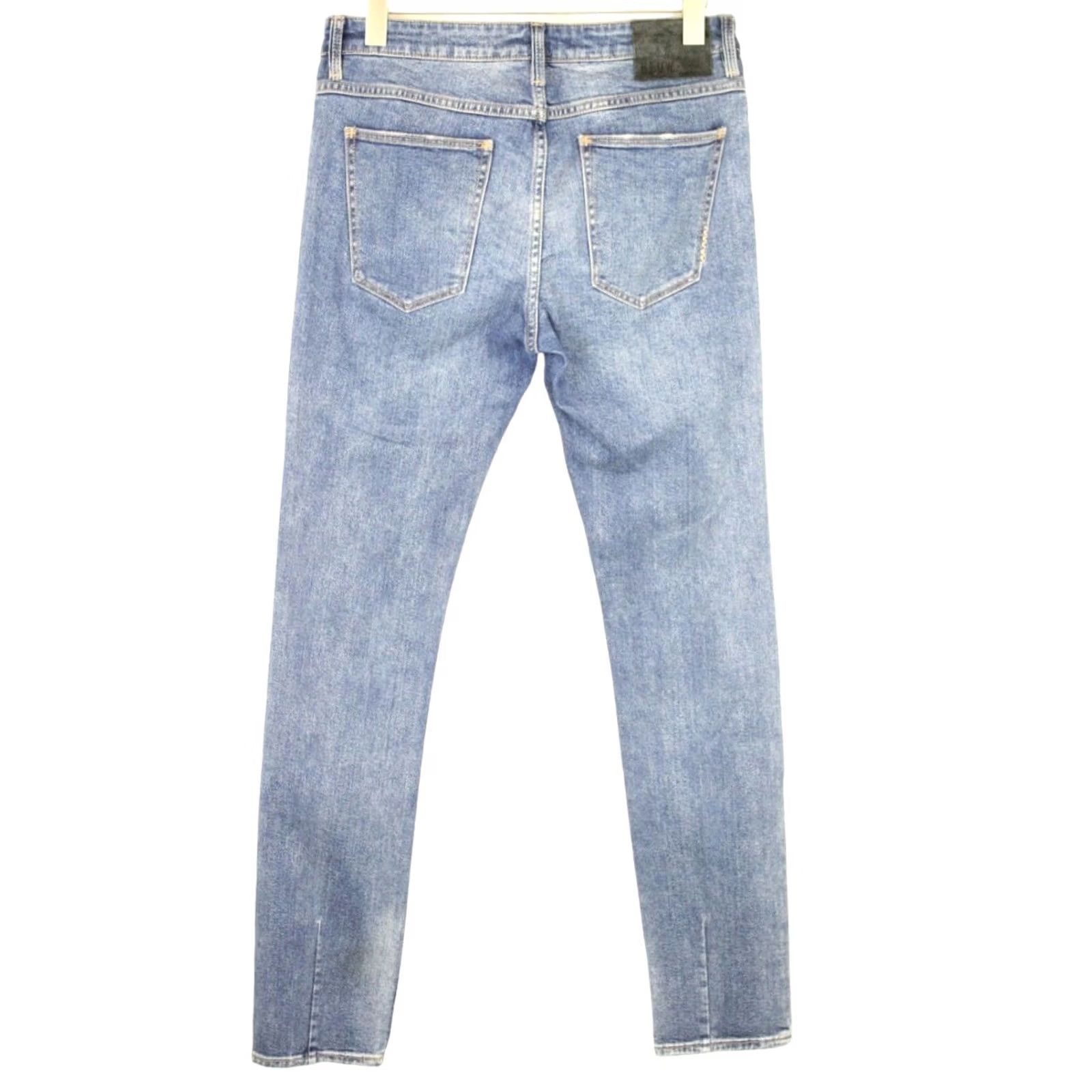 Vintage Neuw Helt Skinny Jeans Men's W33/L34 Fade Effect Whiskers Button Fly Blue Size US 33 - 2 Thumbnail