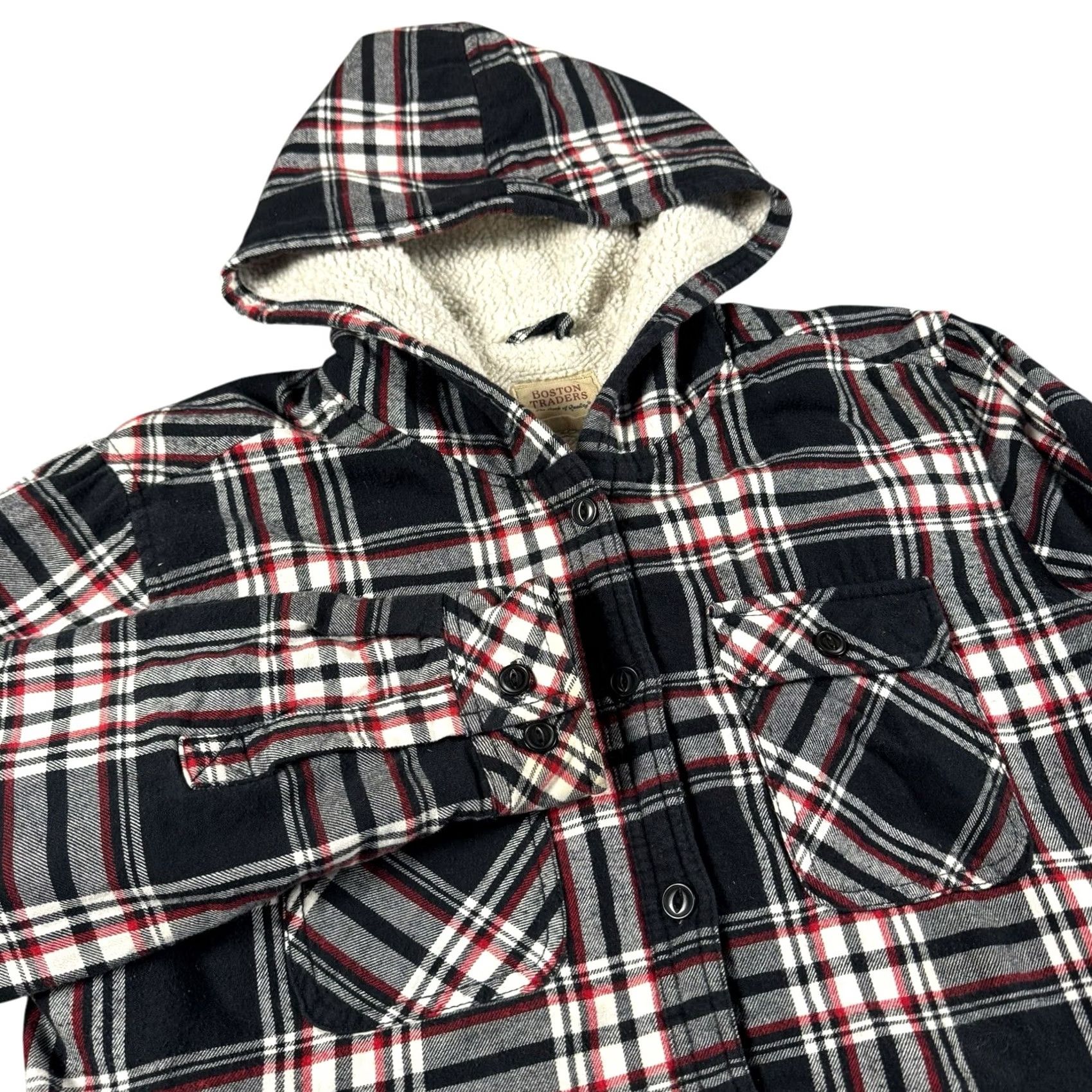 Vintage Boston Traders Hooded Jacket Heavyweight Outdoor Sherpa Flannel Men's Medium Red Size US M / EU 48-50 / 2 - 2 Thumbnail