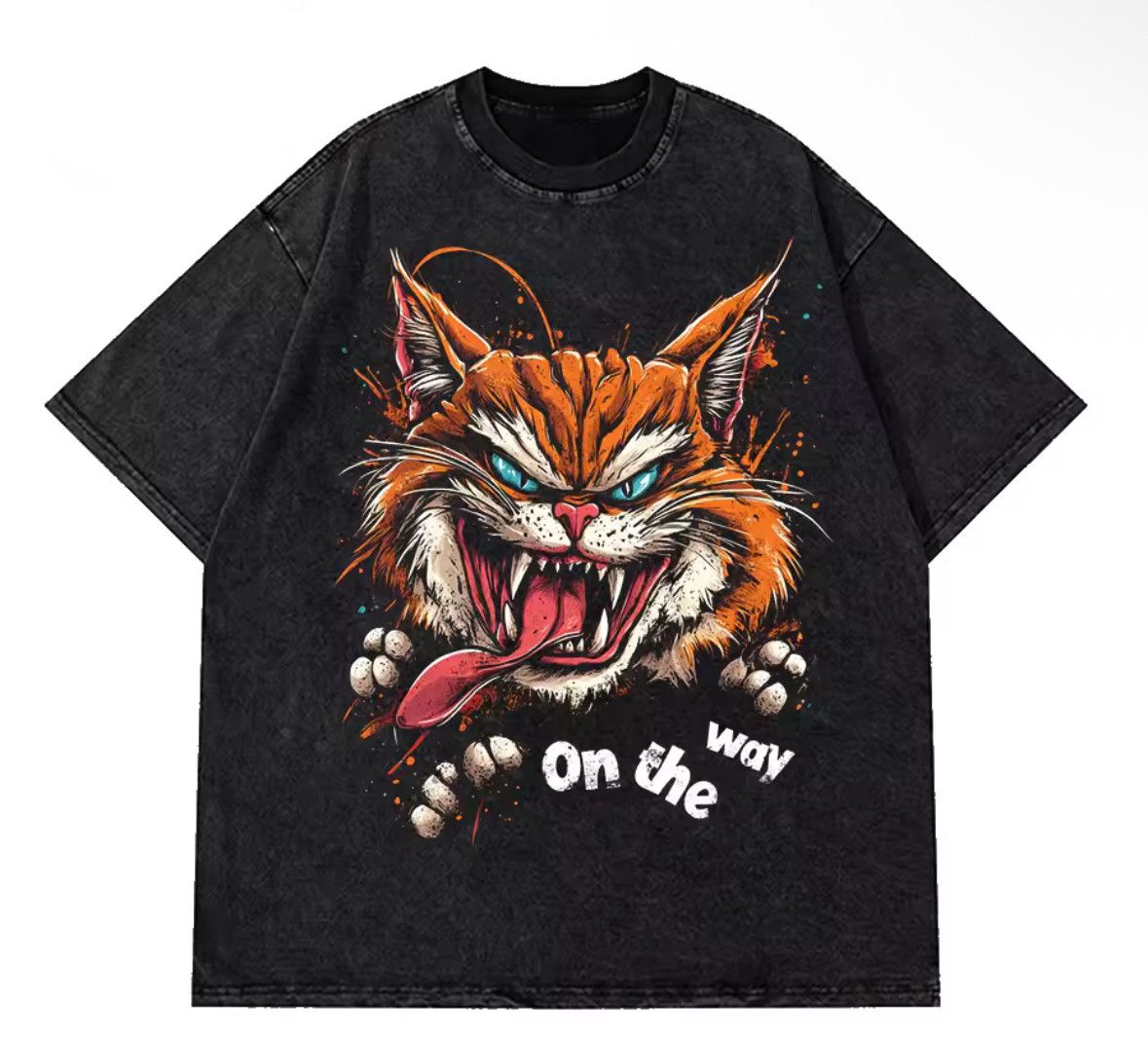 Japanese Brand Y2K Vintage Gothic Fierce Sushi Cat Print Distressed T-Shirt Size US M / EU 48-50 / 2 - 1 Thumbnail