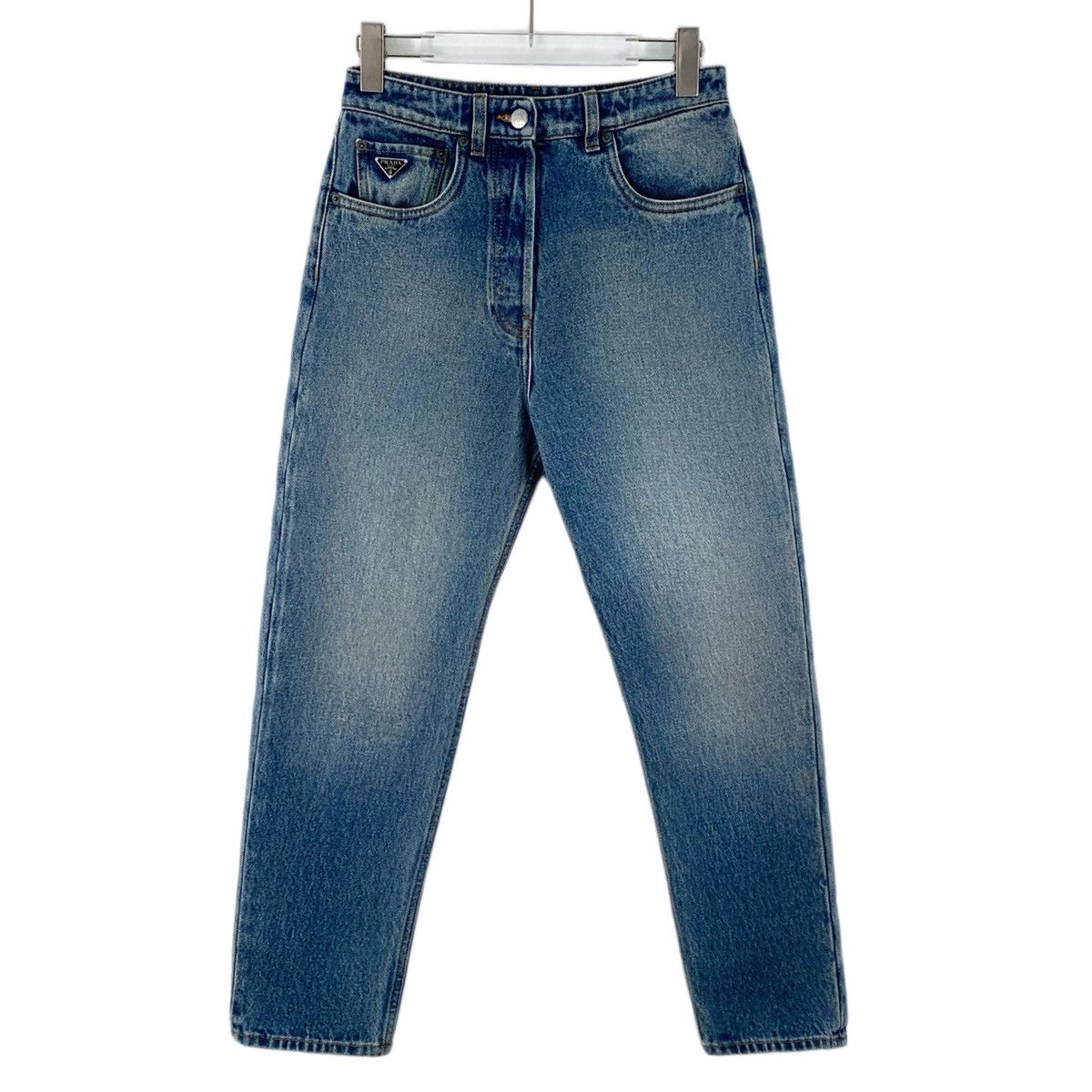 Prada Prada Blue Triangle Logo Denim Jeans K26WX Size 25" / US 0 / IT 36 - 1 Thumbnail