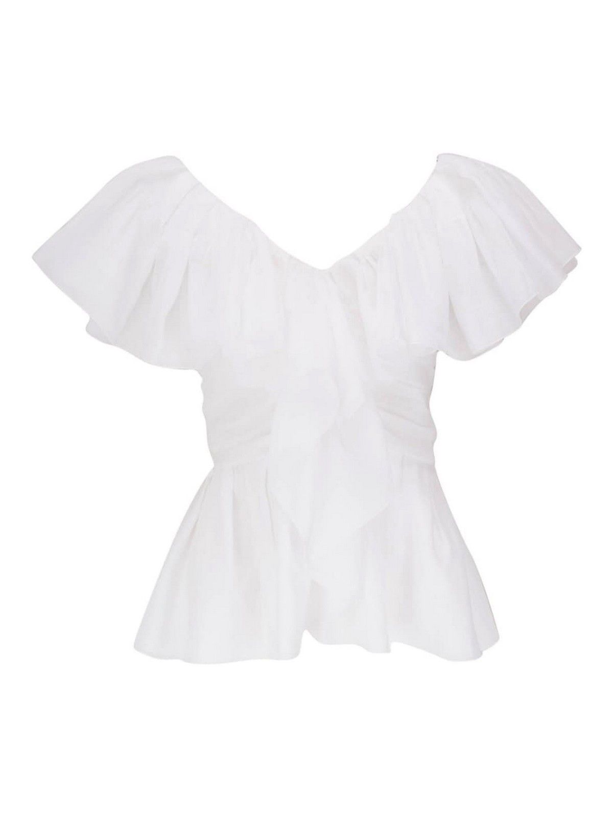 Chloe o1loc1c0625 Ruffled V-neck Blouse in White Size M / US 6-8 / IT 42-44 - 1 Thumbnail