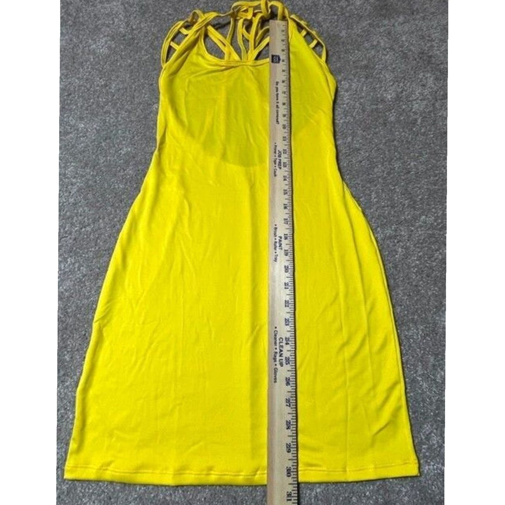 Vintage Mapale Dress Women XL Yellow Mini Halter Bodycon Clubwear Y2K Rave Festival Sexy Resort Bold Size XL / US 12-14 / IT 48-50 - 4 Thumbnail