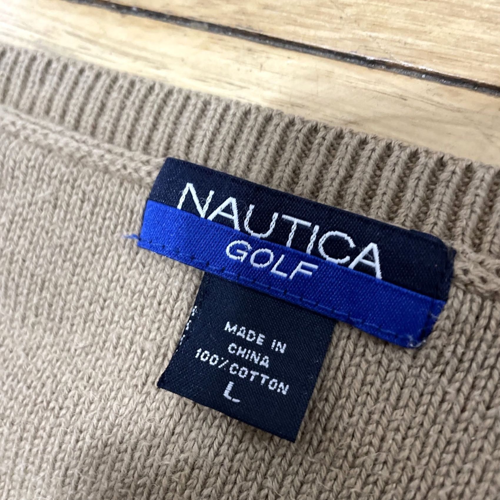 Nautica VINTAGE Nautica Men L Golf Sweater Vest Tan Brown White Argyle Diamond 90s Size US L / EU 52-54 / 3 - 6 Thumbnail