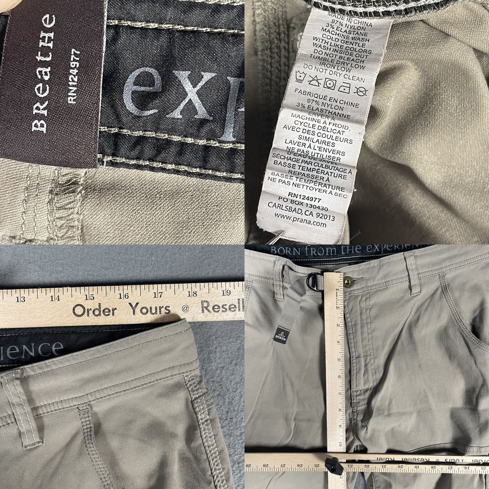 Prana prAna Pants Mens 36x30 Khaki Breathe Nylon Stretch Cargo Outdoor Hiking Snap Leg Size US 36 / EU 52 - 8 Thumbnail