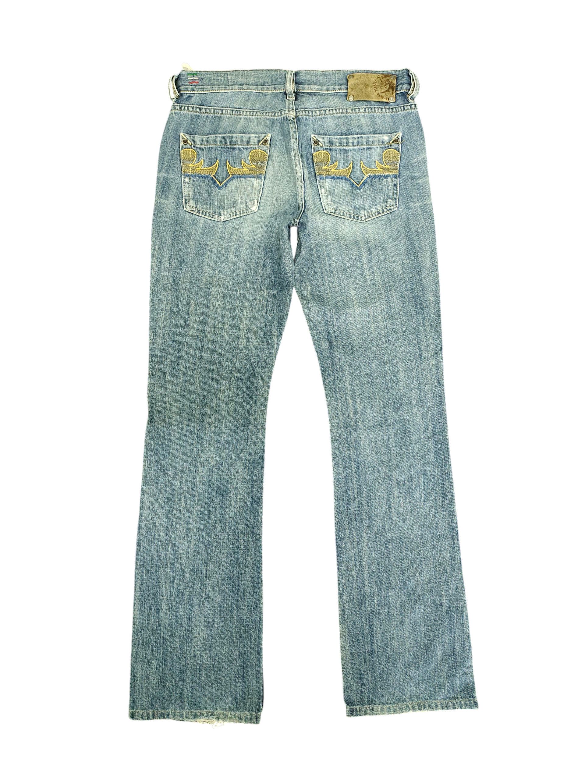Flare Jeans Diesel Riden Distress Faded Denim Bootcut