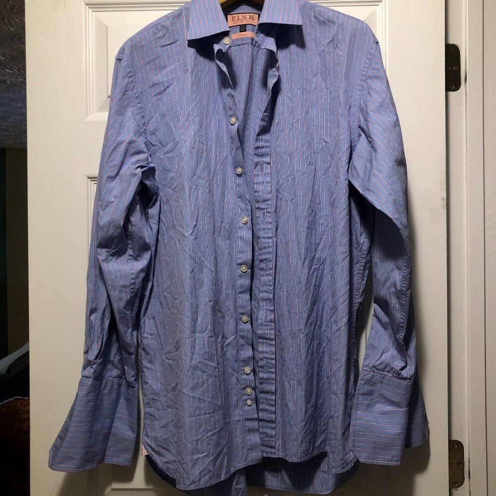 Thomas Pink THOMAS PINK MEN'S BLUE COTTON DRESS SHIRT SIZE: 17/35 Size US XL / EU 56 / 4 - 1 Thumbnail