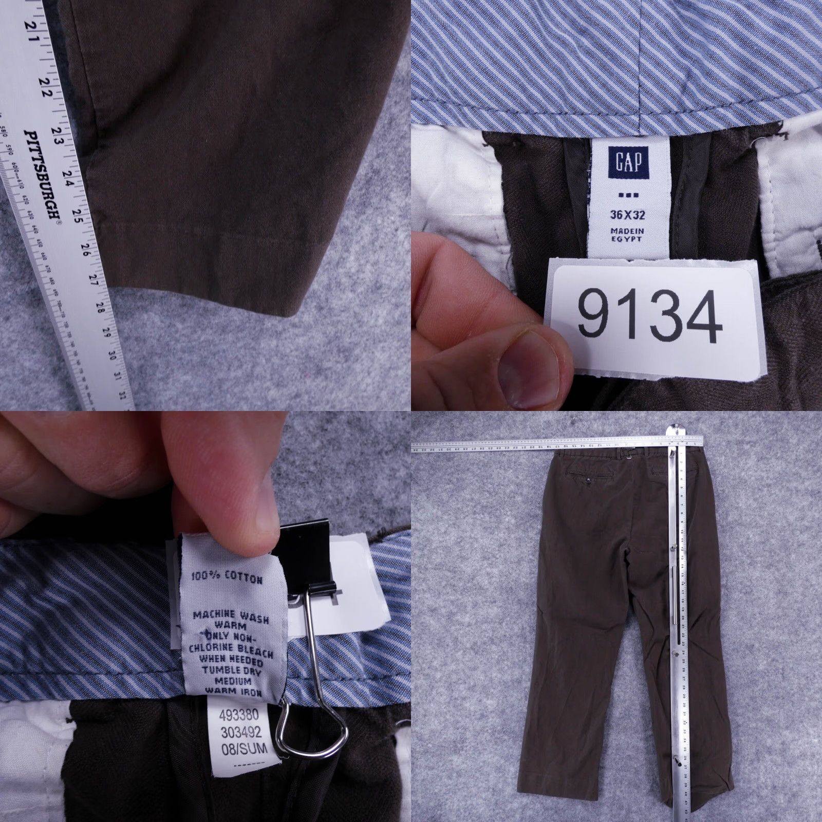 Gap Gap Pants Mens 36x28 Chino Flat Front Brown Casual (Altered) Size US 35 - 8 Thumbnail