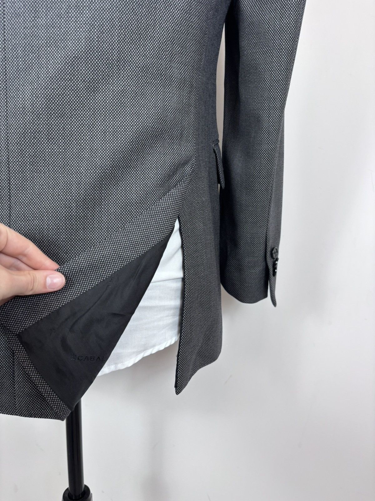 SCABAL Scabal Men’s Grey Wool Blazer Jacket 3-Buttons Classic Size 46R - 15 Thumbnail