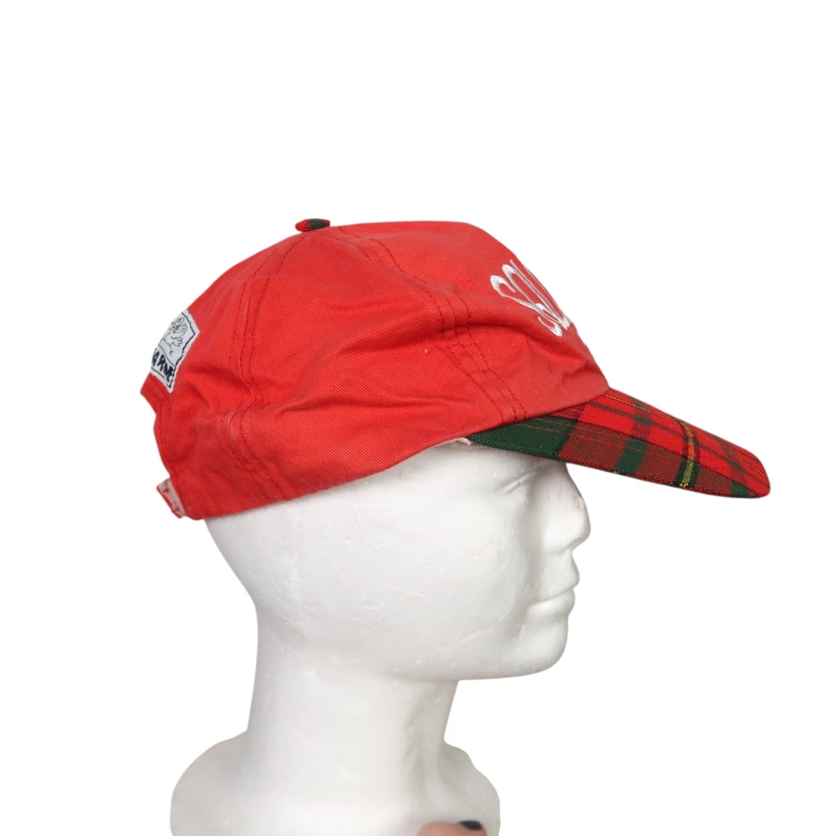 Vintage VINTAGE Carlos 'N Charlie's Squid Roe Cabo red plaid baseball cap hat Mens One Size Red Baseball Cap Size ONE SIZE - 2 Thumbnail