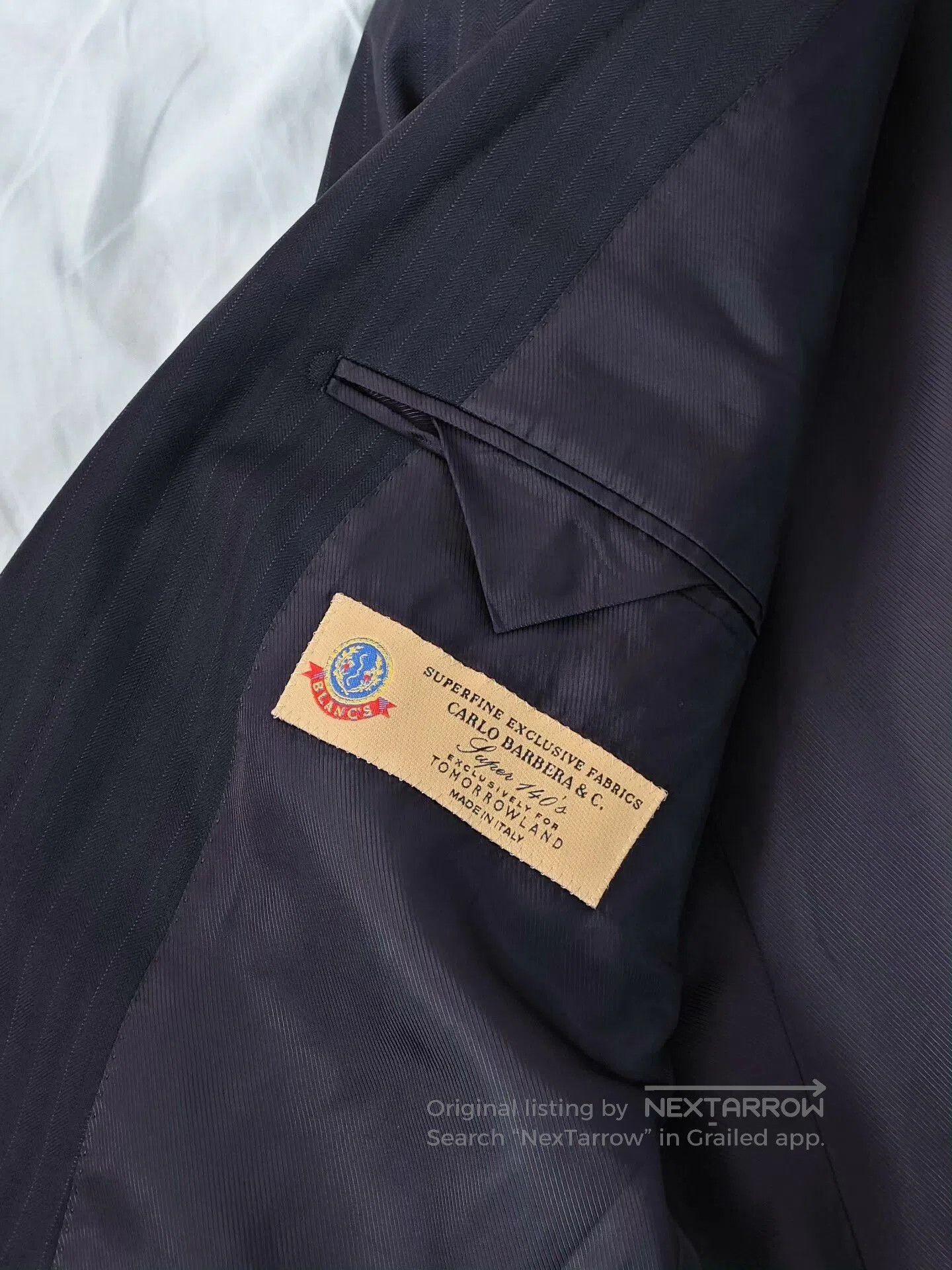 Luciano Barbera Carlo Barbera Wool-Linen Striped Suit Jacket. Size US M / EU 48-50 / 2 - 7 Thumbnail