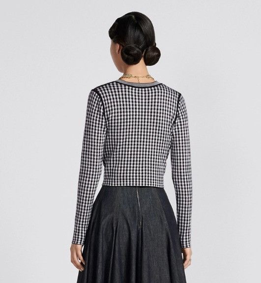 Dior o1w1db10824 Cashmere & Silk Twin-Set Cardigan in Gray Black Size XS / US 0-2 / IT 36-38 - 6 Thumbnail