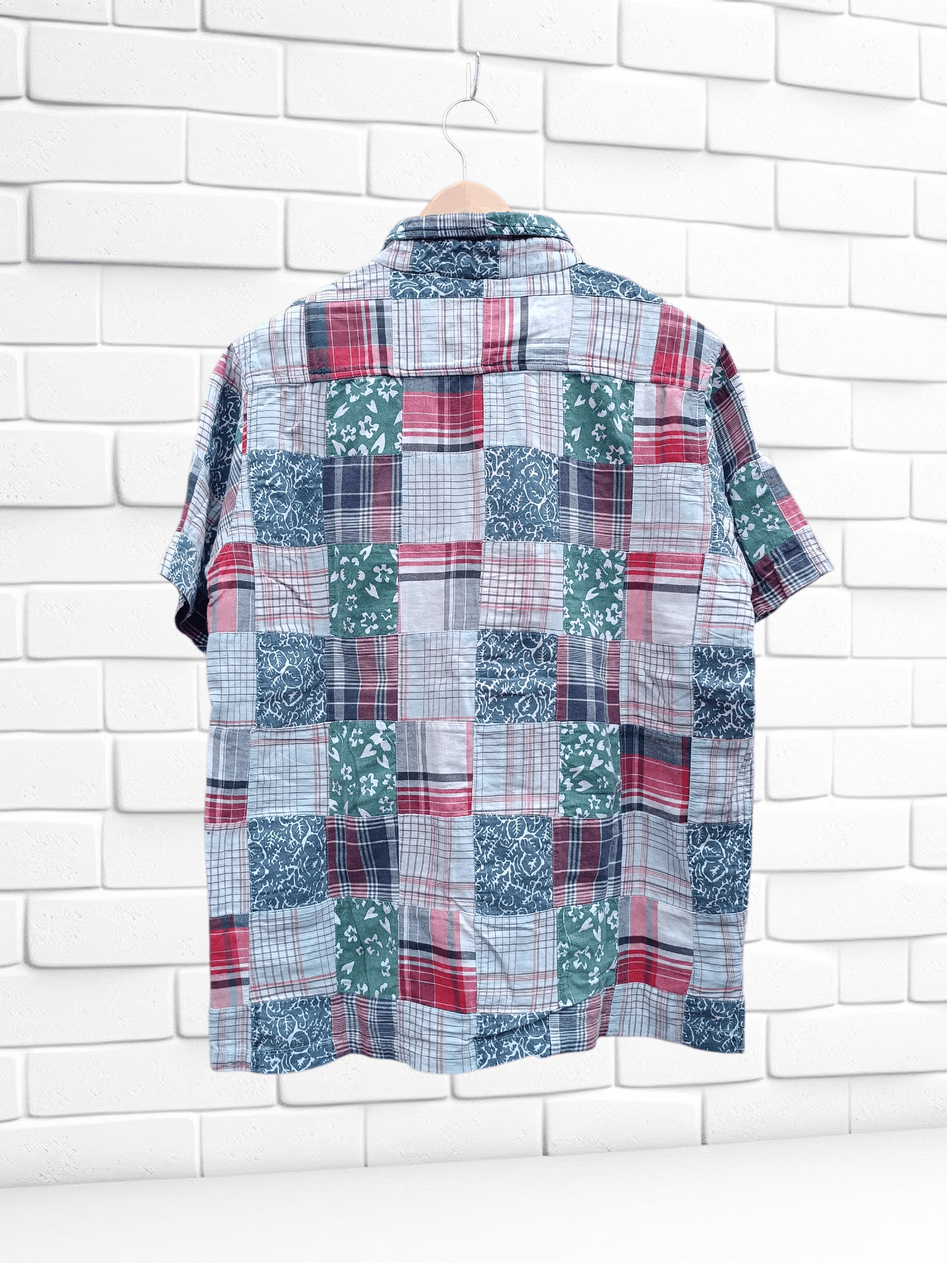 Japanese Brand Vintage Shirt layer Patchwork Half Button Size US M / EU 48-50 / 2 - 4 Thumbnail