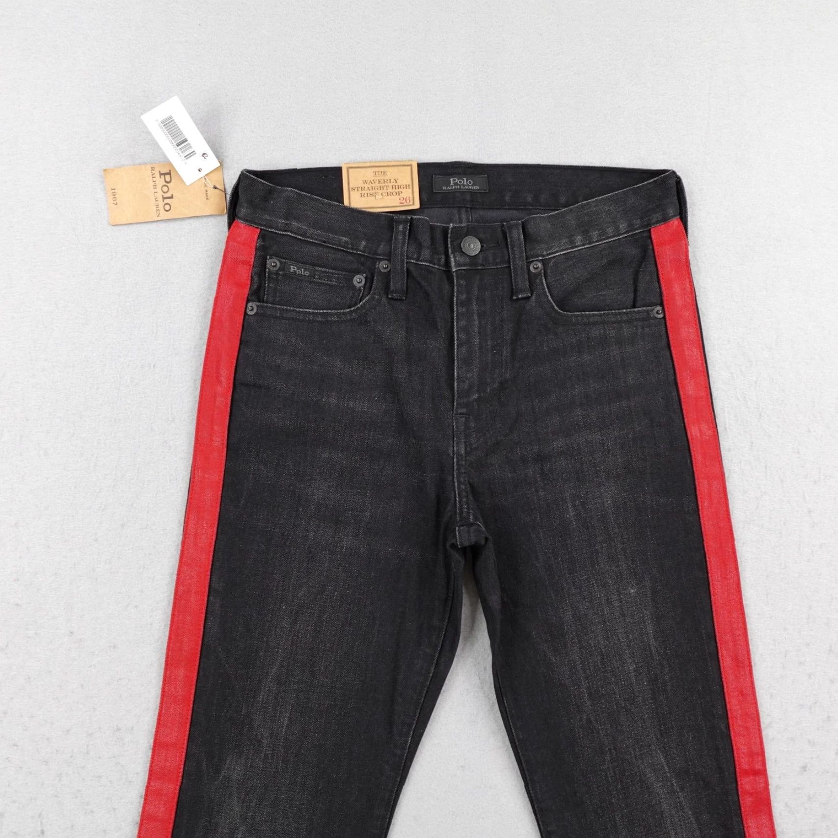 Polo Ralph Lauren Polo Ralph Lauren High Rise Crop Jeans Women 26 Black Stripe NEW Size 26" / US 2 / IT 38 - 2 Thumbnail