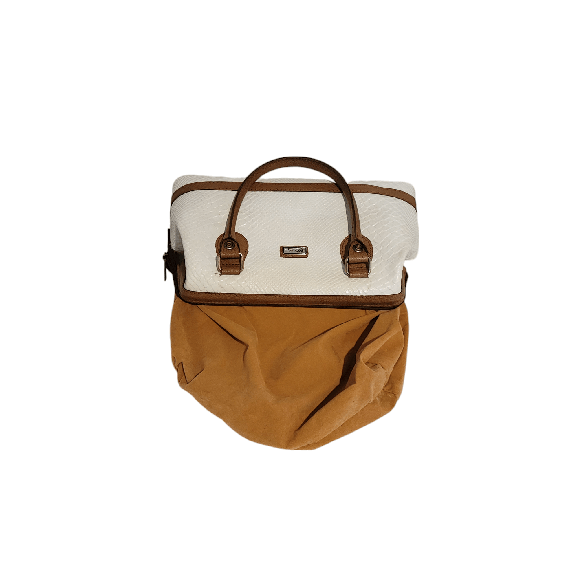 NBDN Nobrandedon Mido Leather White & Tan Snake Alligator Top Handle Bag Size ONE SIZE - 12 Thumbnail