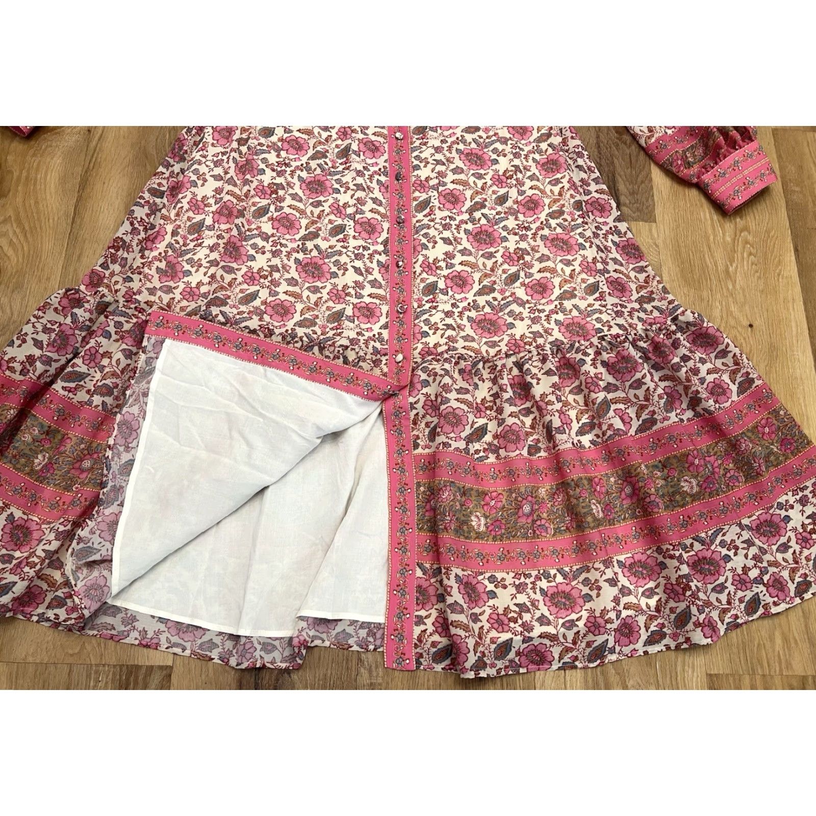 Pinko VINTAGE Sezane Dress Merida in Pink Floral Print Midi Dress 40 Size S / US 4 / IT 40 - 7 Thumbnail
