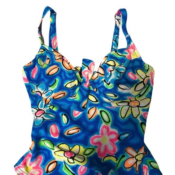 Other Vintage Floral One-Piece Swimsuit – Made in Canada – Y2K Size ONE SIZE - 2 Thumbnail