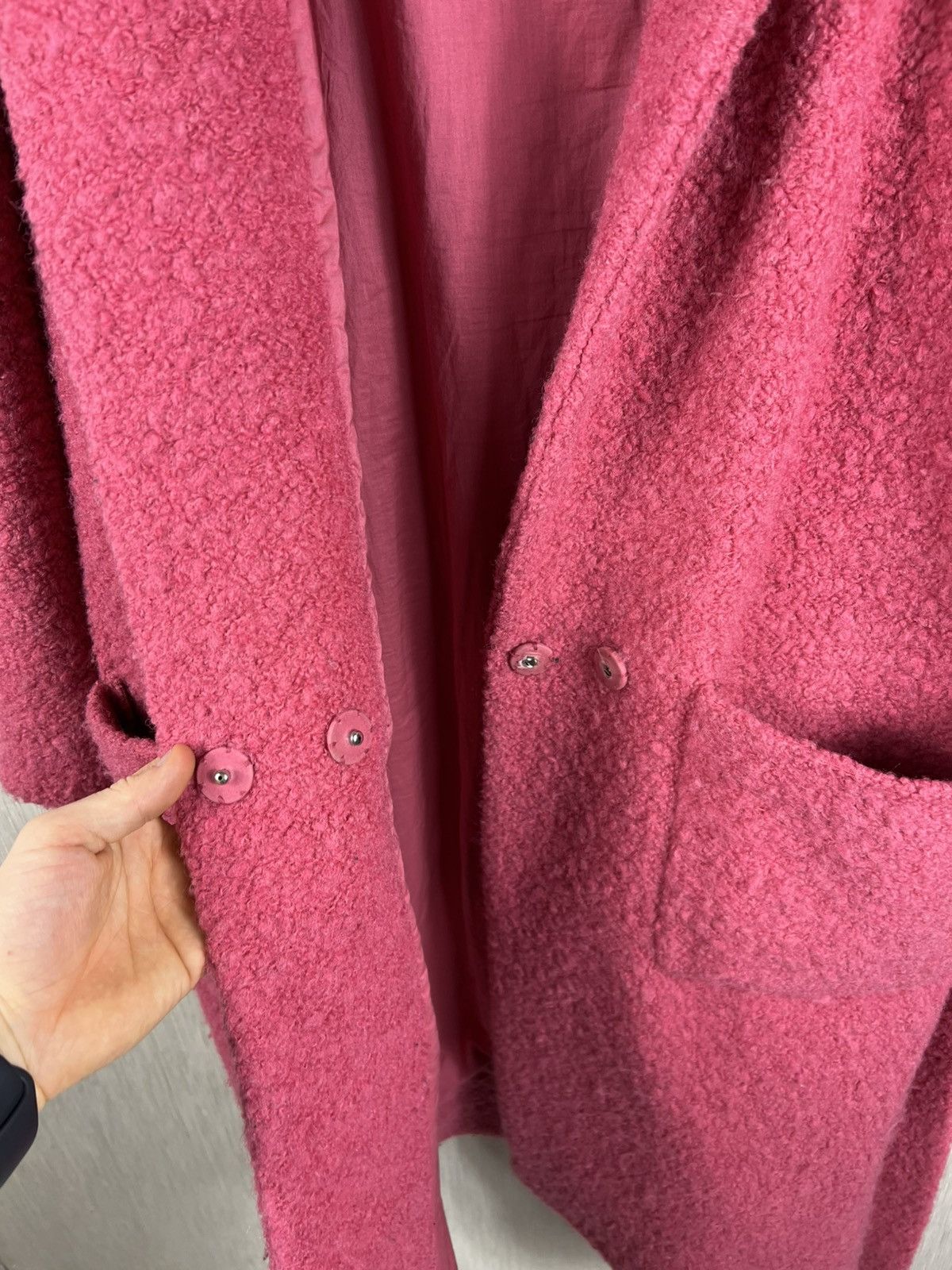 Ganni Ganni programme teddy long tied coat sherpa wool nylon pink Size M / US 6-8 / IT 42-44 - 13 Thumbnail