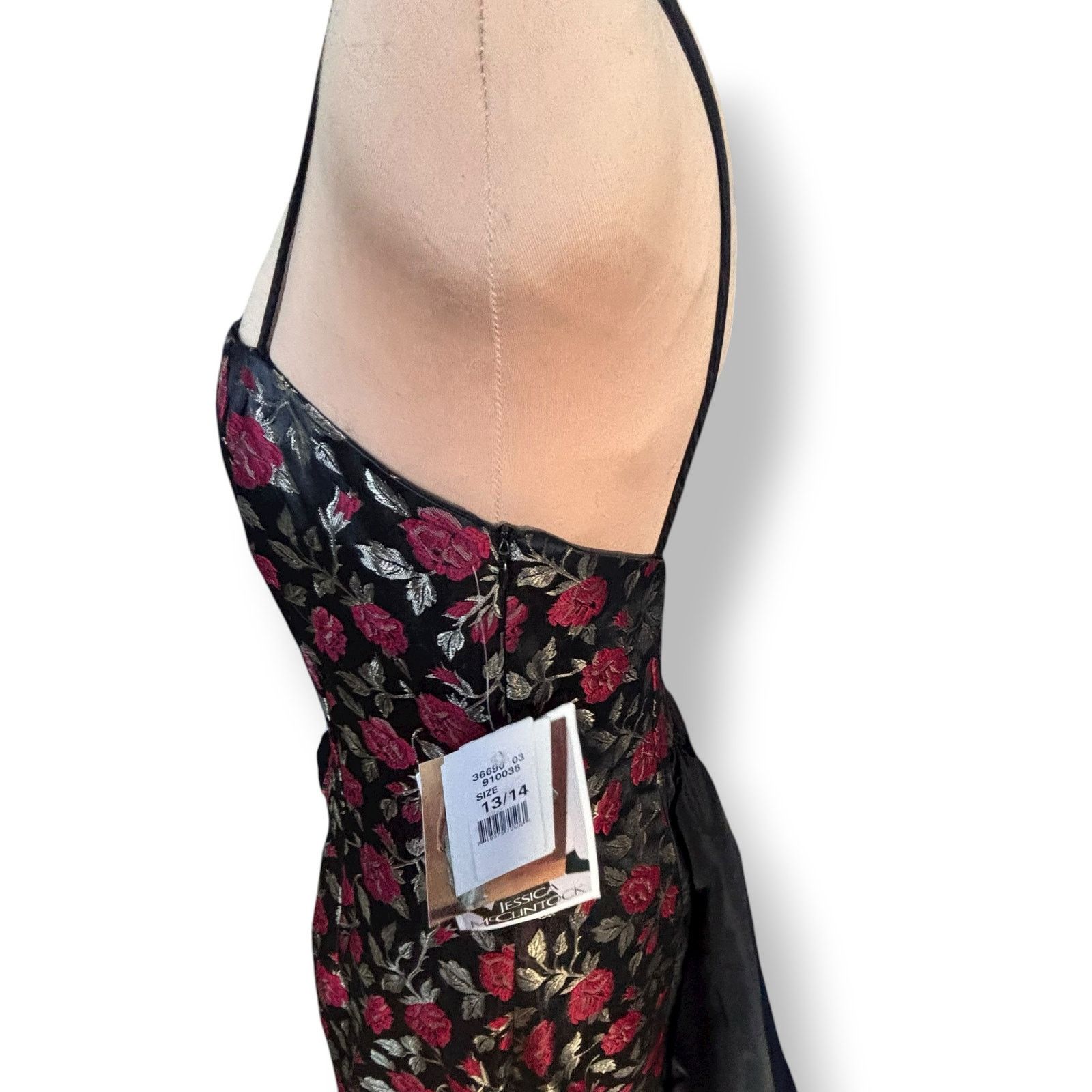 Jessica McClintock Jessica McClintock Gunne Sax Rose Brocade Gown Black Red Size M / US 6-8 / IT 42-44 - 3 Thumbnail