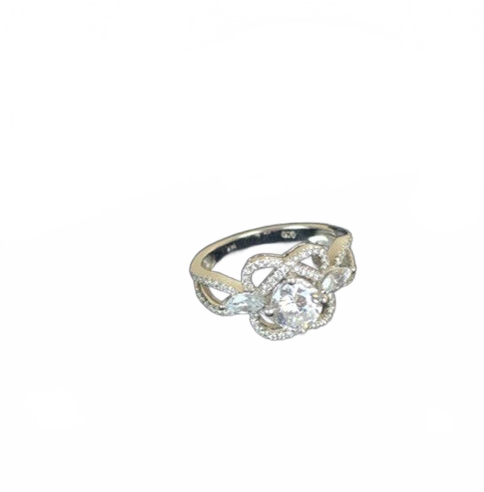 Other 14K White Gold Cubic Zirconia CZ Cocktail Statement Ring QCD Size ONE SIZE - 3 Thumbnail