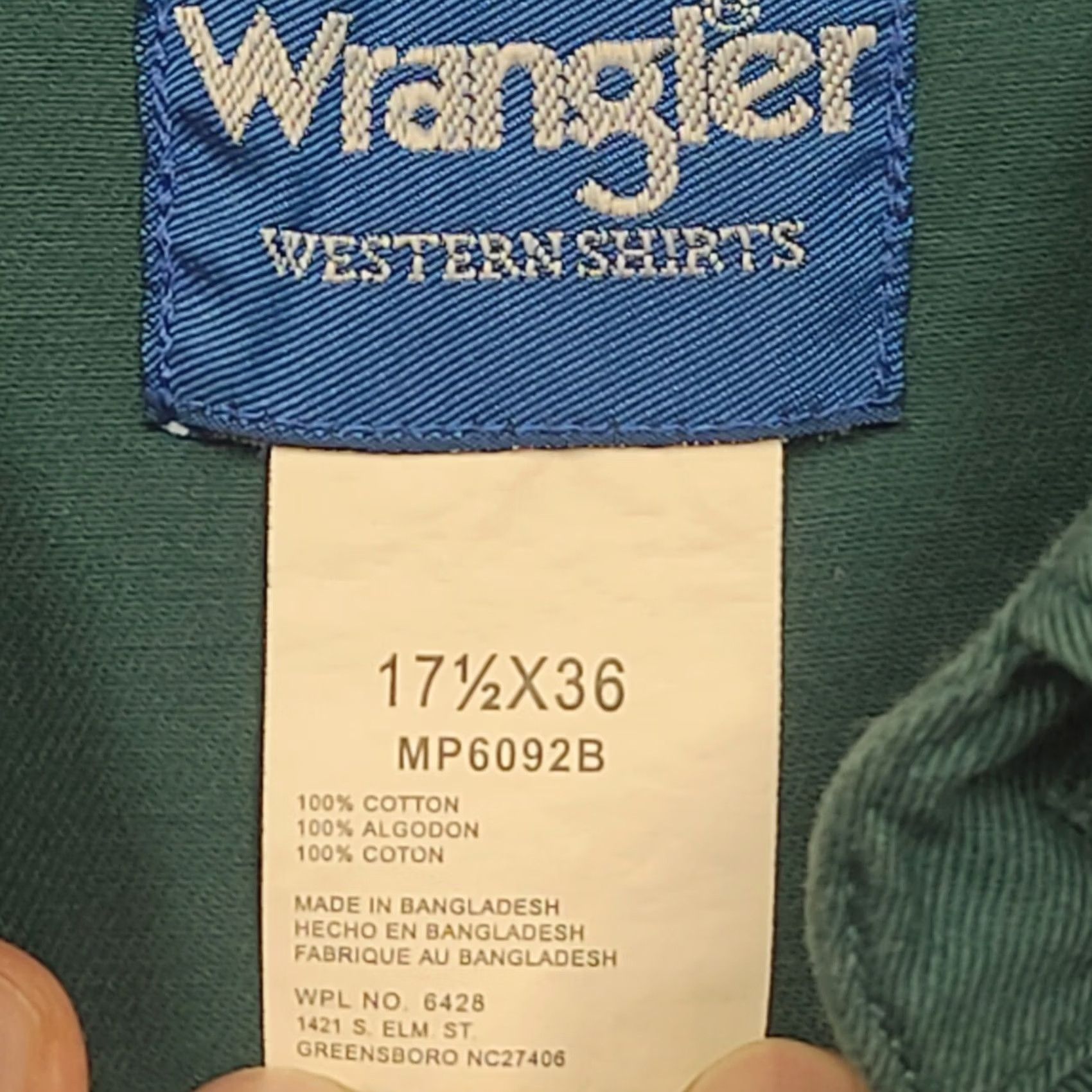 Wrangler VINTAGE Wrangler Button-Up Shirt Mens 17.5x36 Regular Green Cowboy Western 90s Style Size US XXL / EU 58 / 5 - 4 Thumbnail