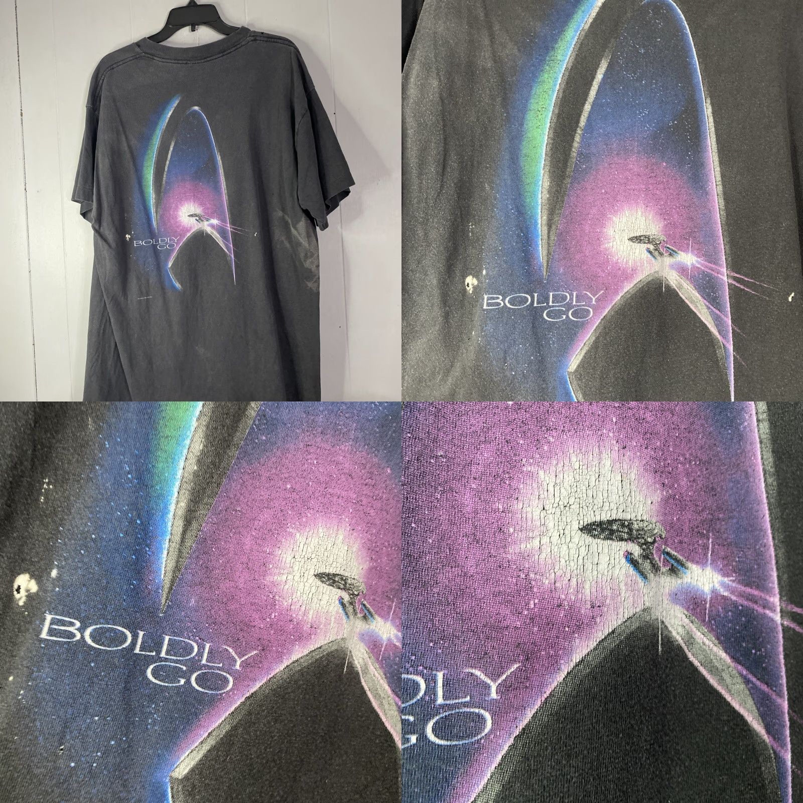 Vintage Vtg Winterland Single Stitch 90s Star Trek Movie T Shirt Made in USA DISTRESS L Shirt Unisex Adults Adult L Black Cotton Stars 90s Mens Womens Size US L / EU 52-54 / 3 - 8 Thumbnail