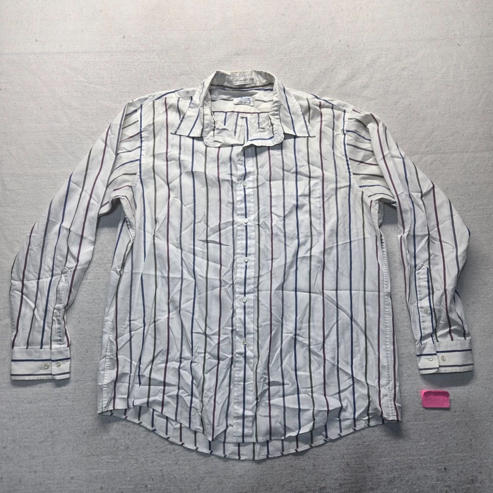 Arrow Arrow Shirt Men Striped White Long Sleeve Size 17.5 34/35 Adult Size US XXL / EU 58 / 5 - 2 Thumbnail