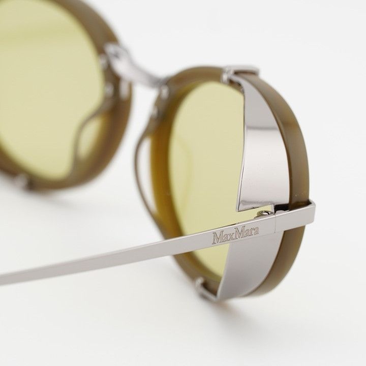 Max Mara Max Mara SELMA MM0103 96N Sunglasses Shiny Dark Green Oval Size ONE SIZE - 6 Thumbnail