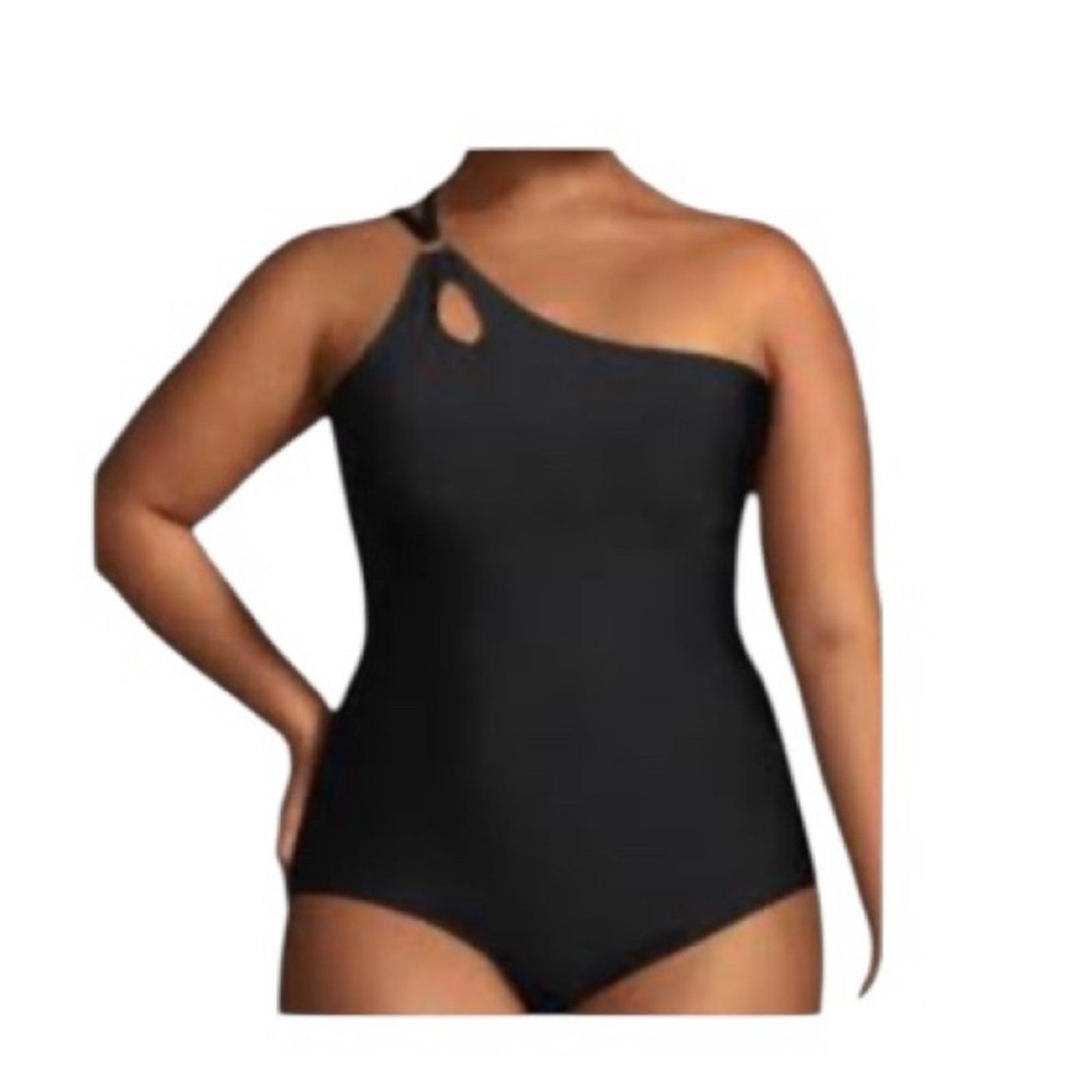 Lands' End Lands' End Plus Size 20W Black One-Shoulder Swimsuit Size 3XL / US 20-22 - 1 Thumbnail