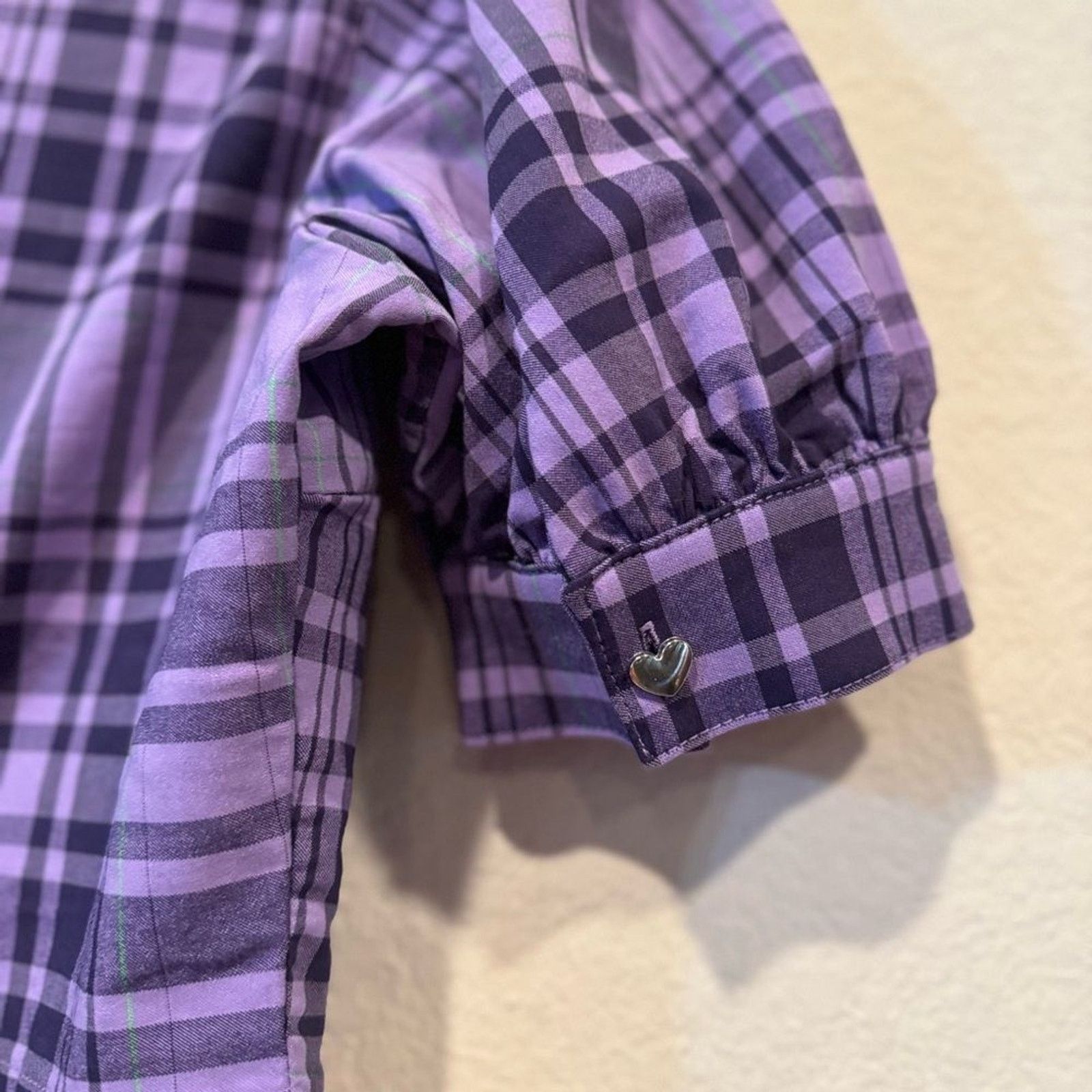 Killstar Killstar Purple Plaid Cropped Top Heart Buttons Tie Front M Size M / US 6-8 / IT 42-44 - 8 Thumbnail