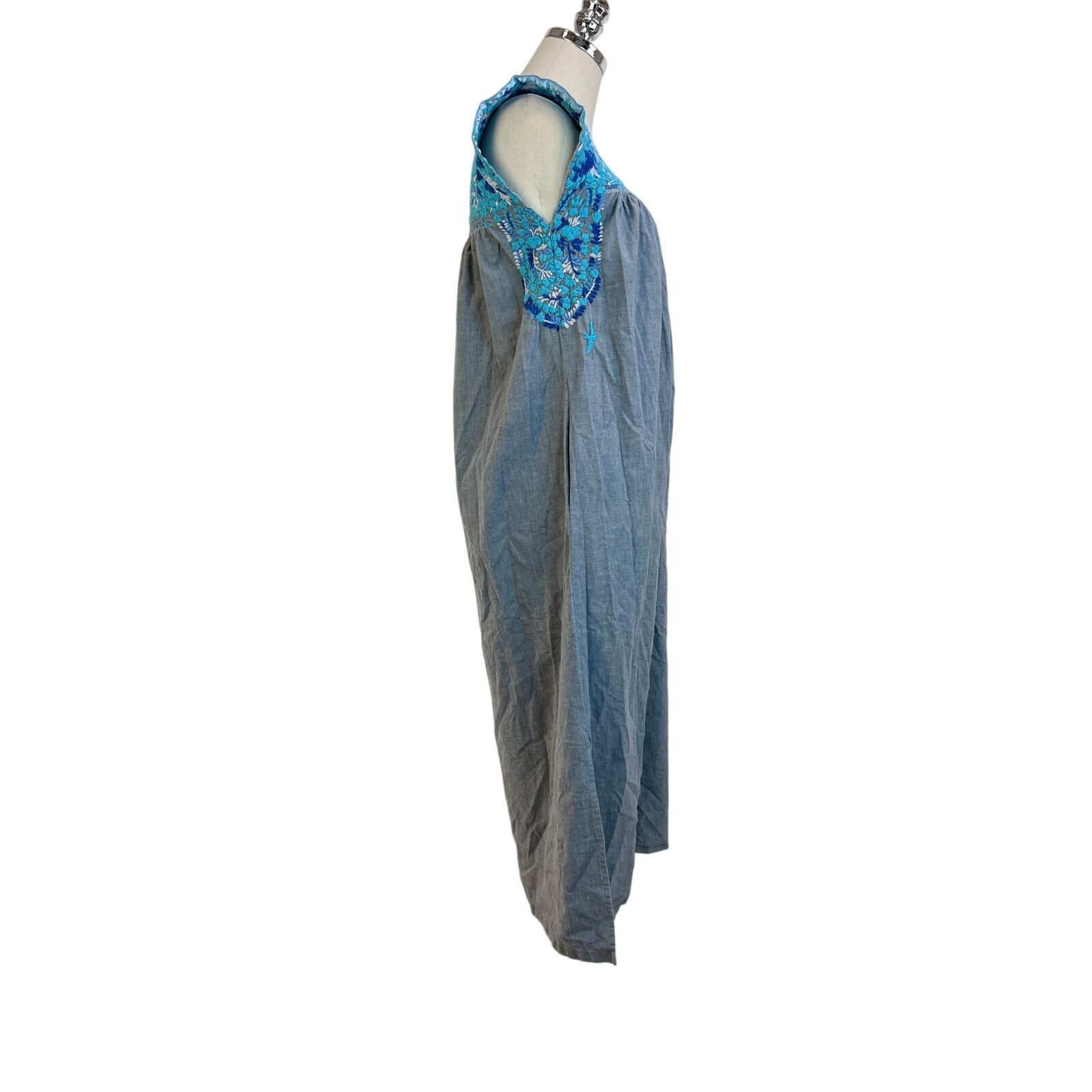Other Mi Golondrina Arroyo Mini Dress Blue Floral Embroidered Size XS / US 0-2 / IT 36-38 - 6 Thumbnail
