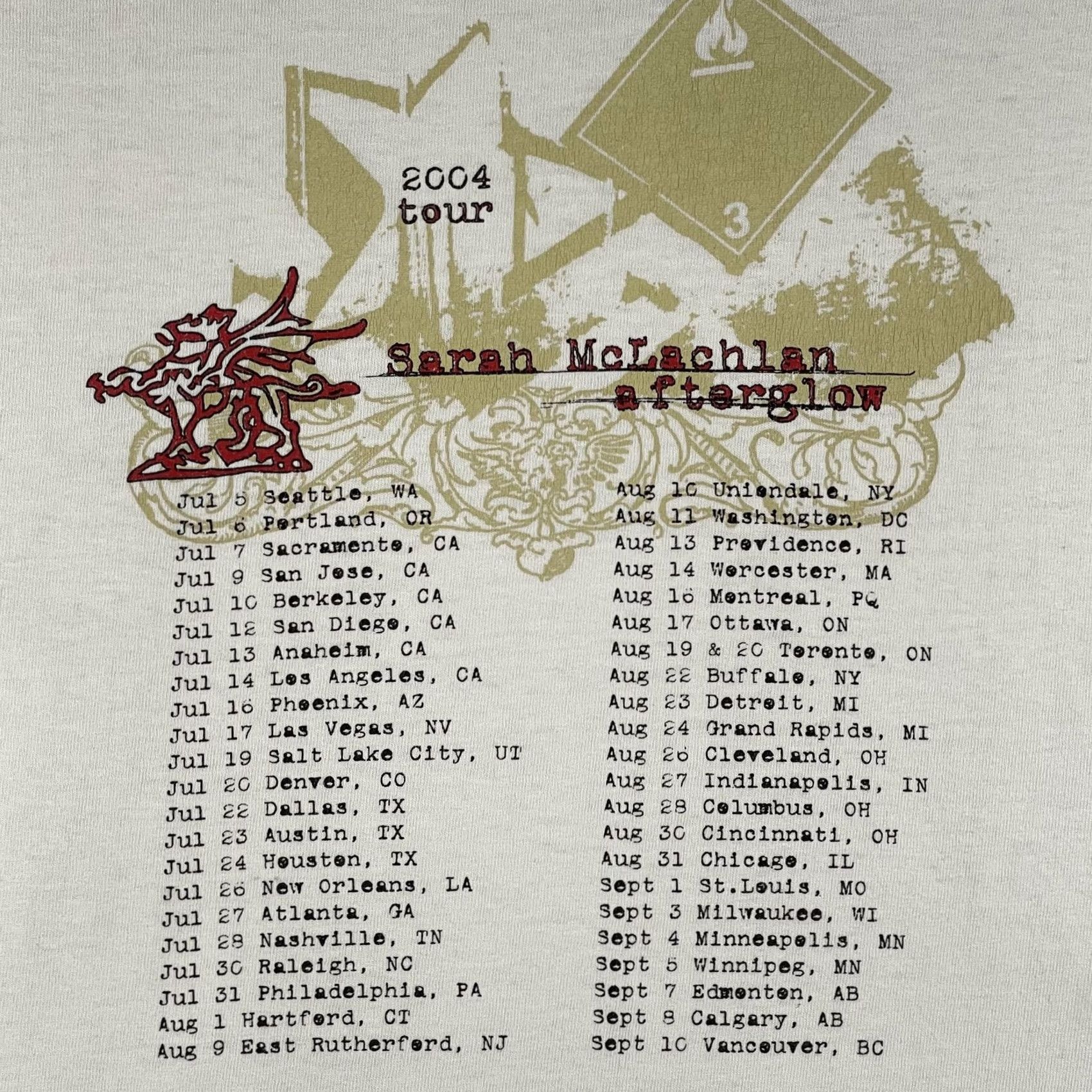 Vintage VINTAGE Sarah McLachlan Shirt Mens Large White Afterglow 2004 Tour Graphic Tee Size US L / EU 52-54 / 3 - 4 Thumbnail