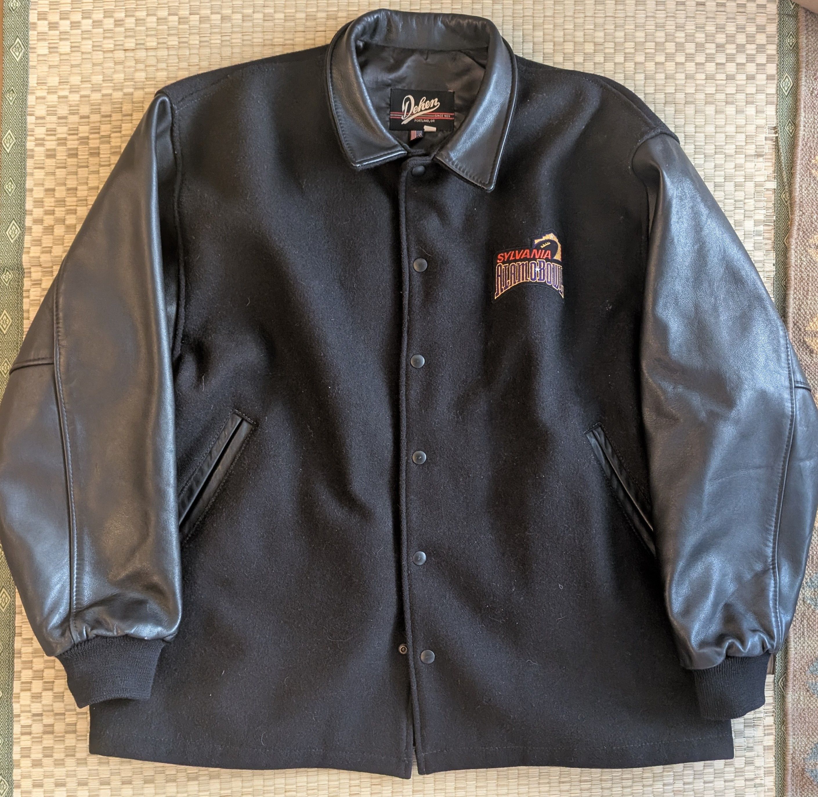 Dehen 1920 VTG Dehen Wool Leather Varsity Jacket Alamo Bowl Made in USA Size US L / EU 52-54 / 3 - 1 Thumbnail