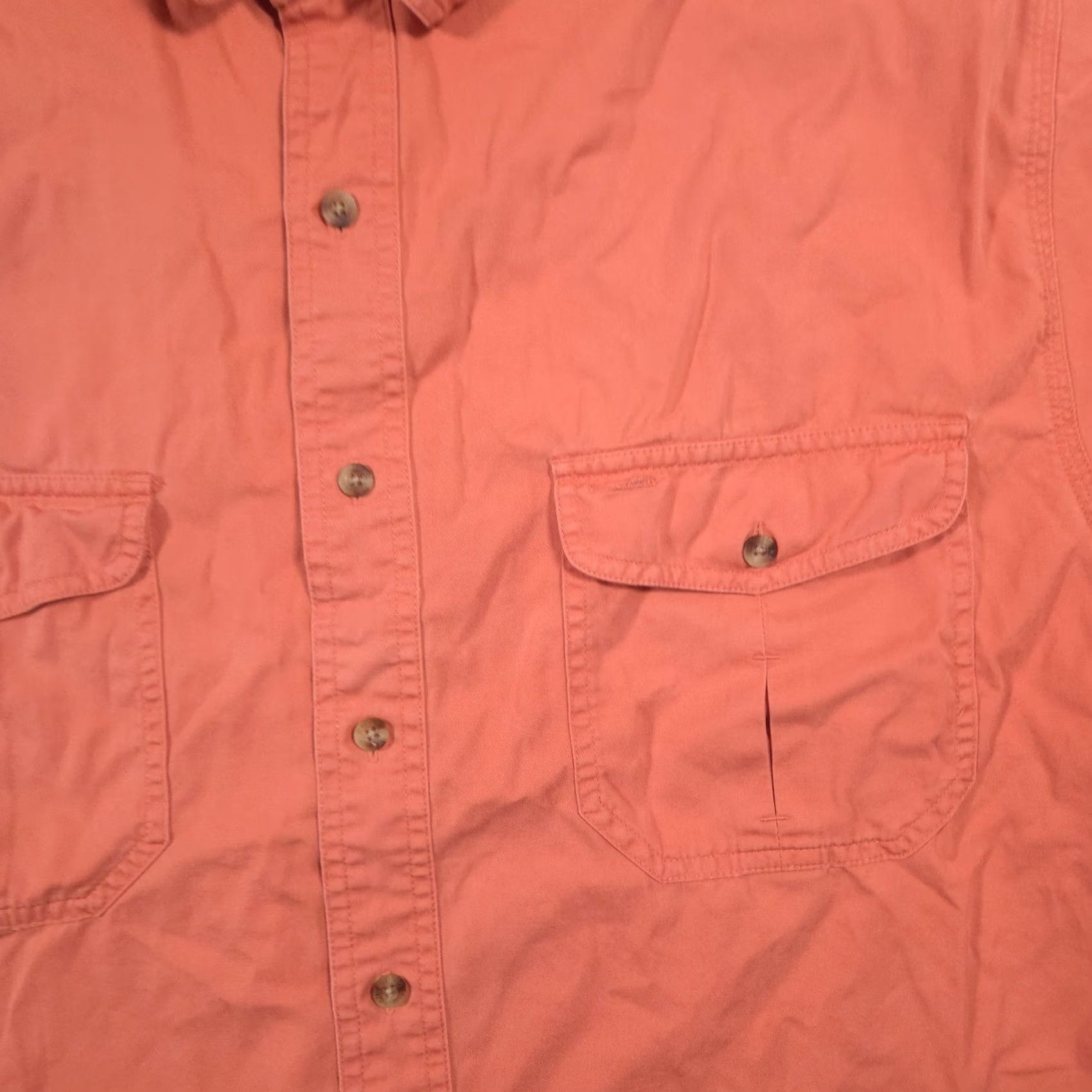 Eddie Bauer Eddie Bauer Shirt Mens Large Orange Solid Twill Button Front Short Sleeve Casual Size US L / EU 52-54 / 3 - 3 Thumbnail