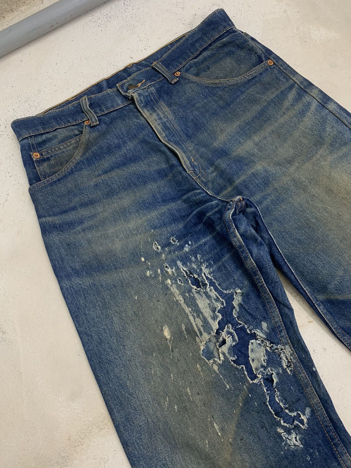 Vintage Levis 607 Orange Tab Mud Wash Distressed (AE10)