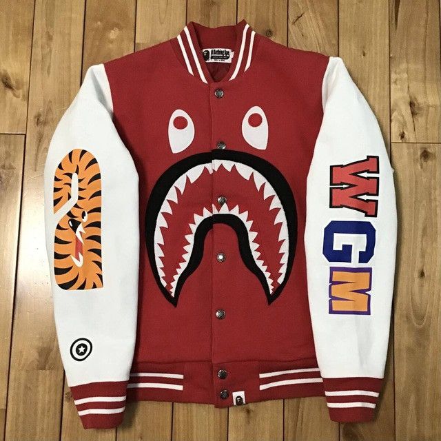 Bape BAPE SHARK SWEAT VARSITY JACKET a bathing ape Size US M / EU 48-50 / 2 - 1 Thumbnail
