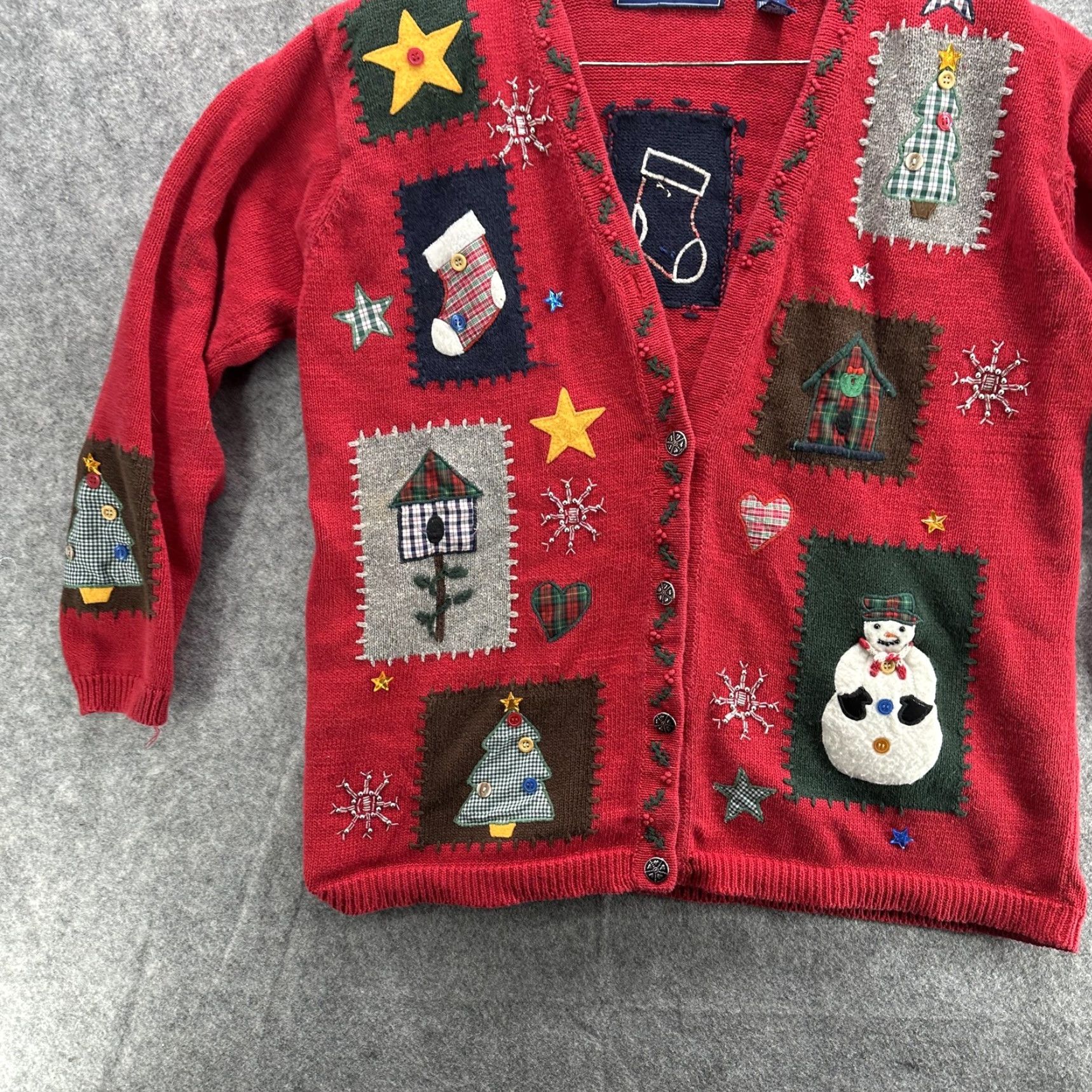 Vintage VINTAGE Christmas Ugly Sweater Cardigan Womens Large Red Size L / US 10 / IT 46 - 4 Thumbnail