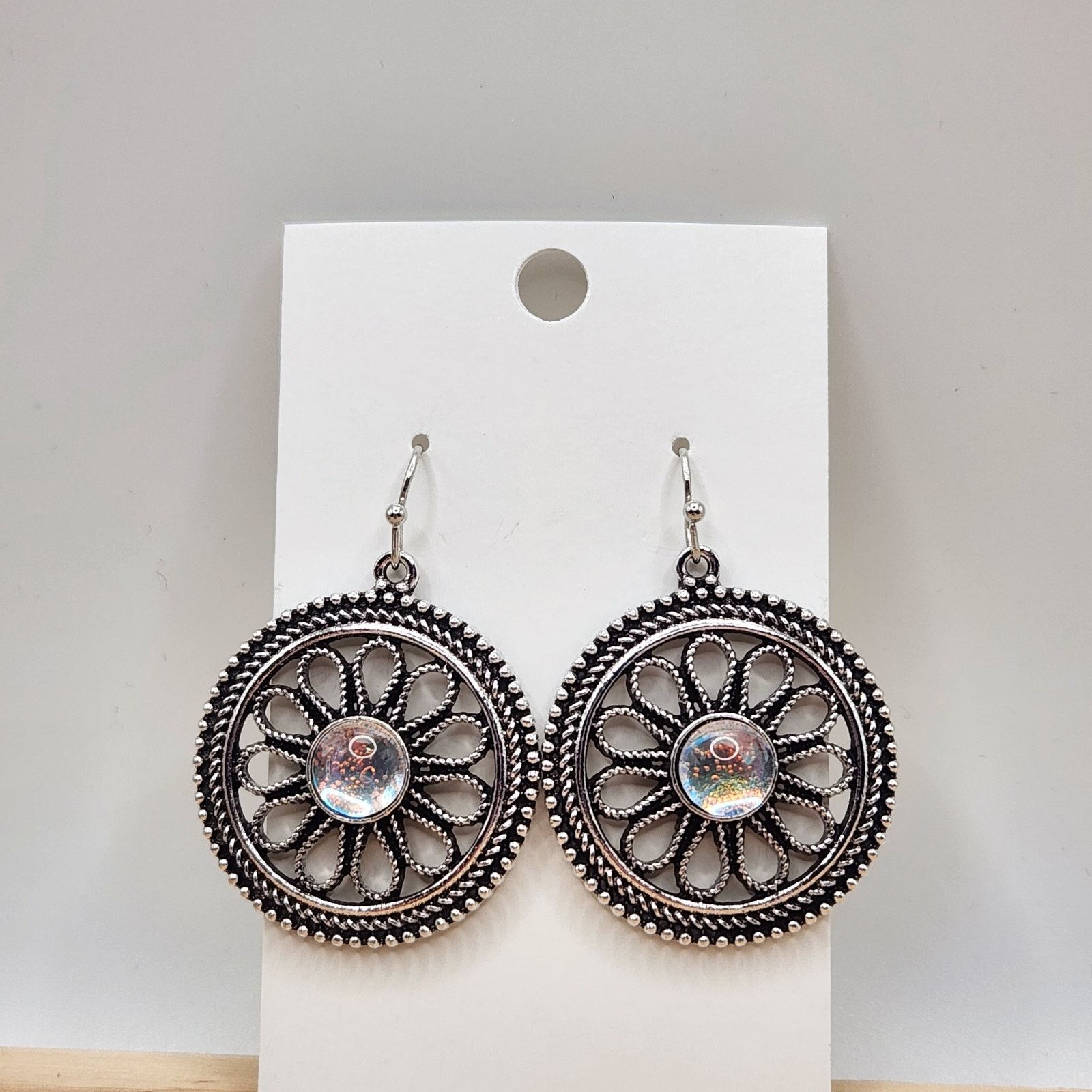 Other Boho Medallion Iridescent Glass Drop Earrings Size ONE SIZE - 2 Thumbnail