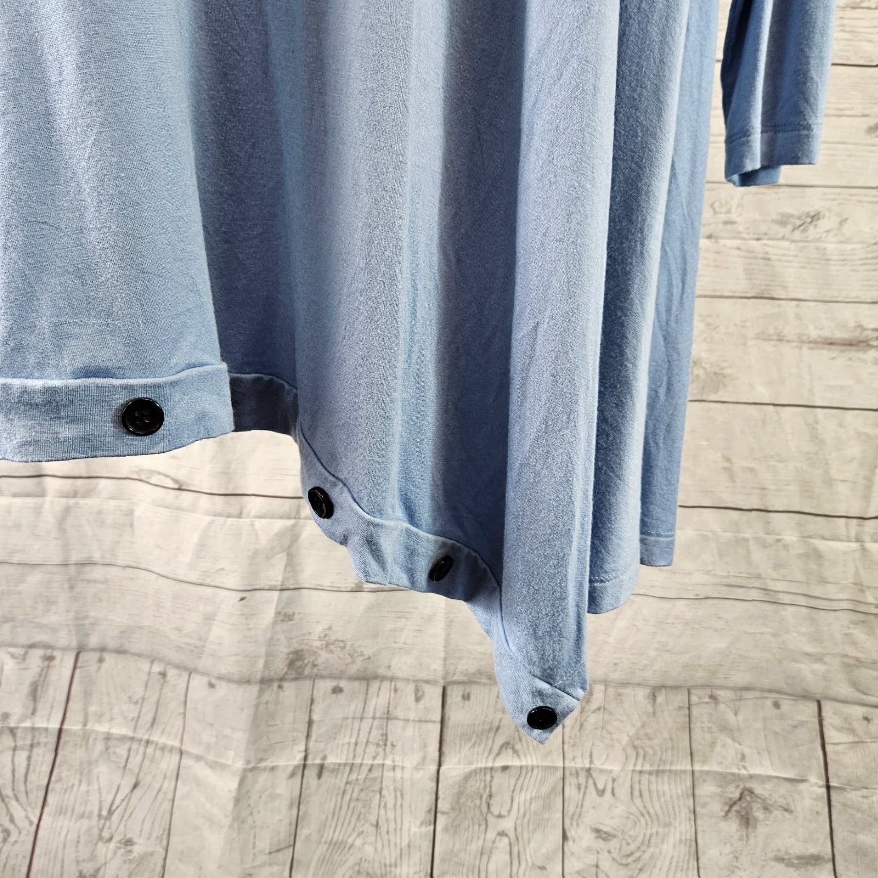 Vintage Comfy USA Womens Tunic Top Sz M Solid Blue Long Sleeve Asymmetrical Hem Shirt Blouse Womens M Blue Tunic Size M / US 6-8 / IT 42-44 - 3 Thumbnail